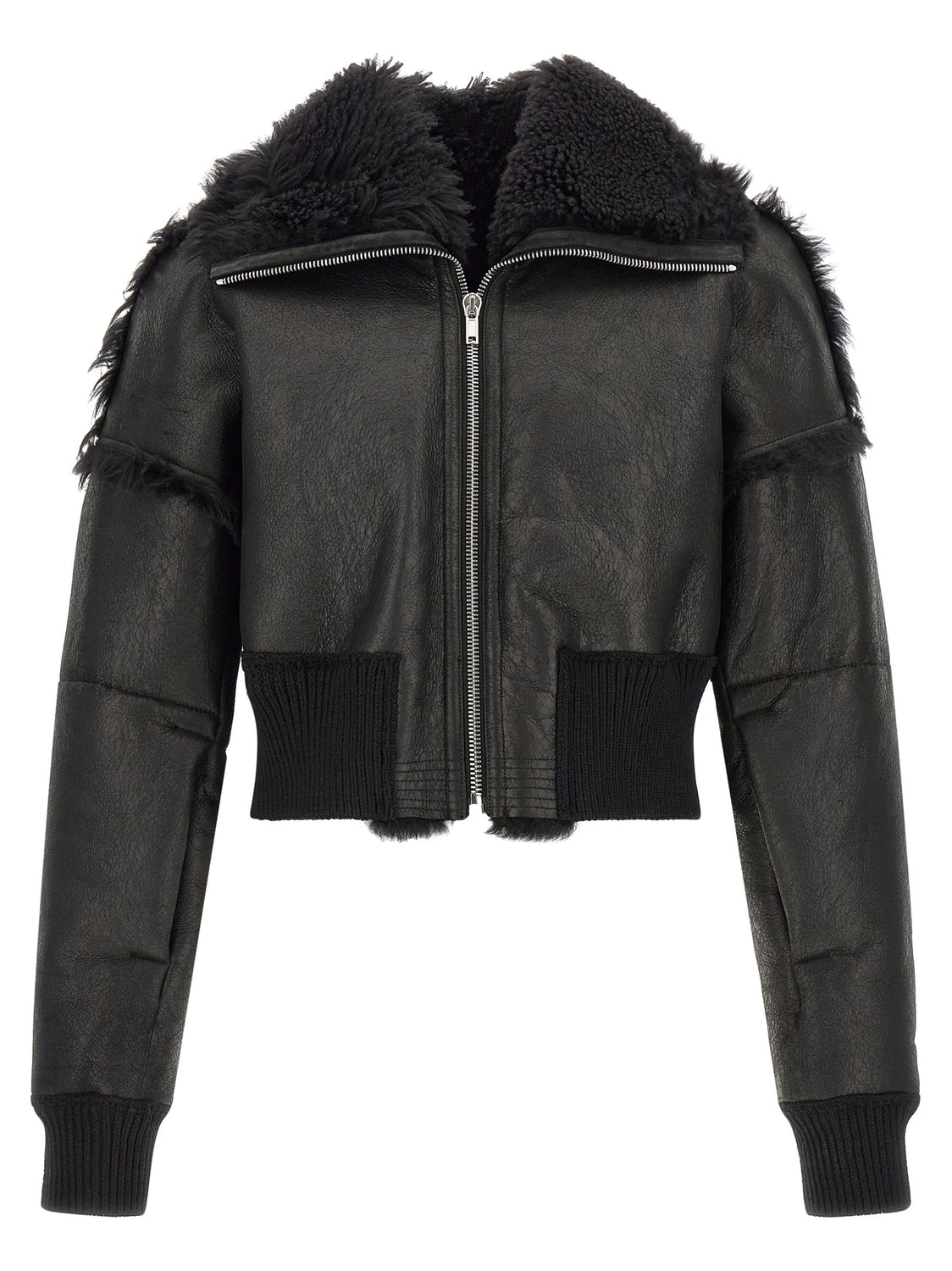 Black Lamb Fur Leather Jacket