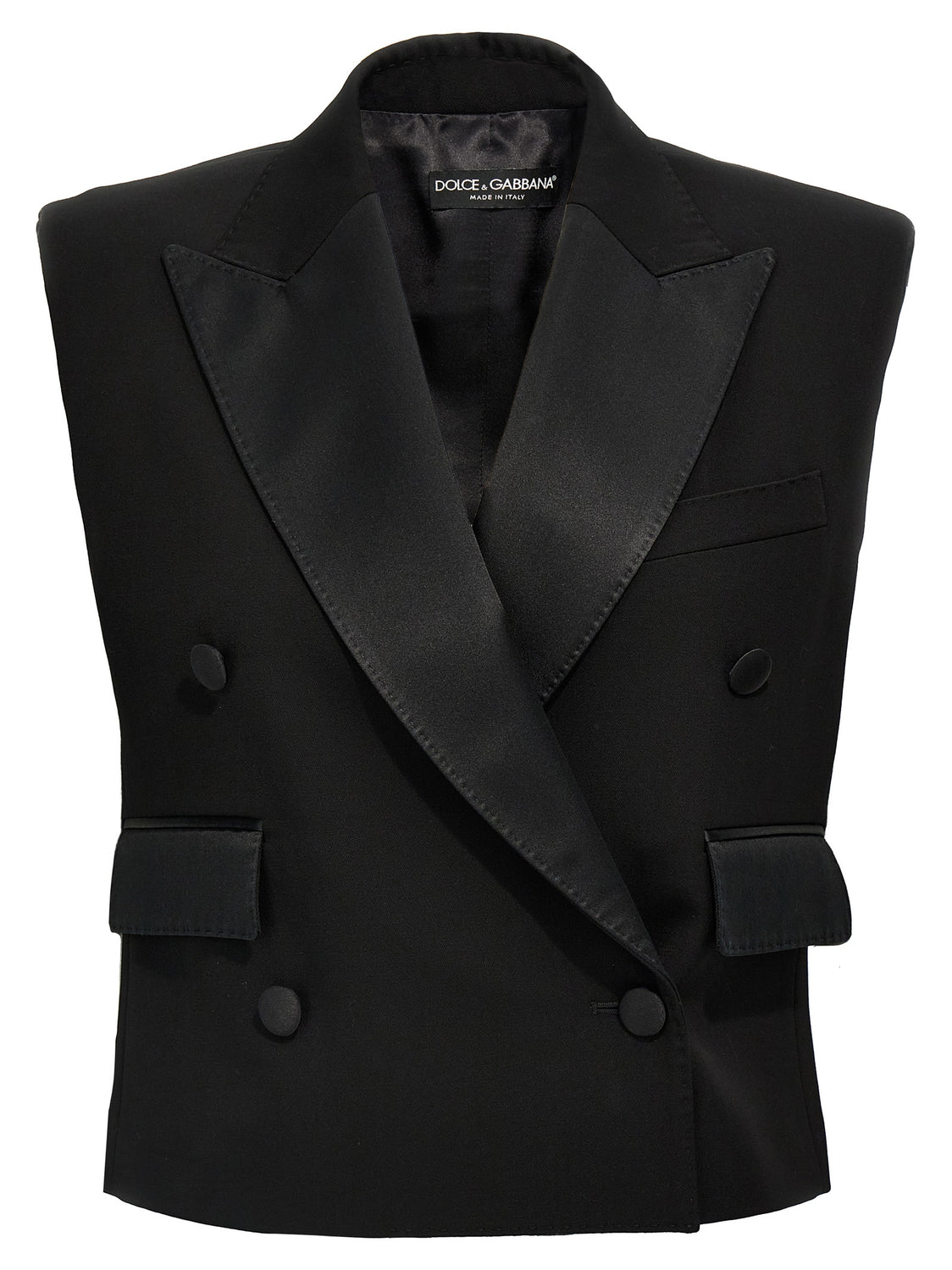 Black Silk Sleeveless Jacket