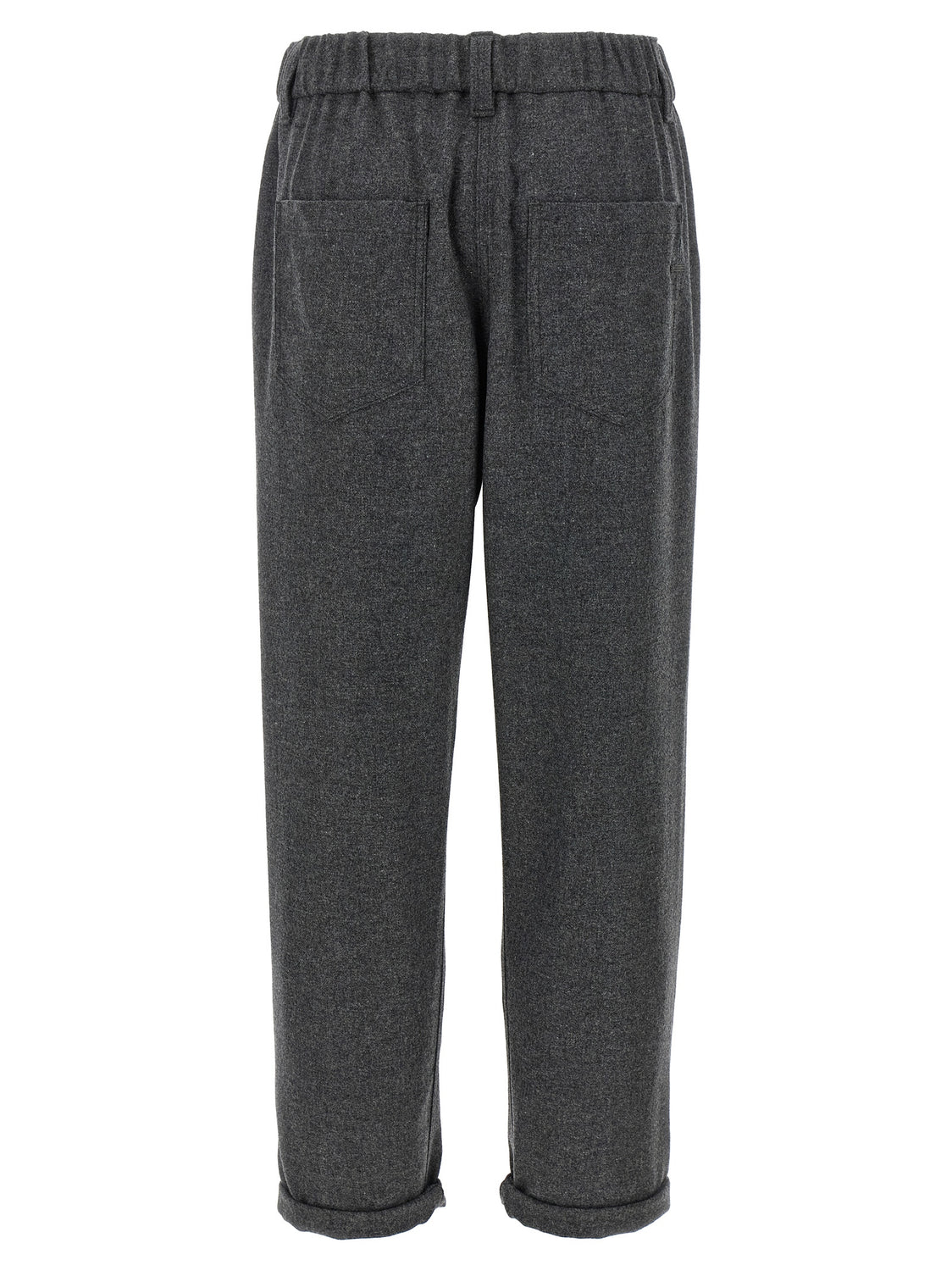Gray Virgin Wool Casual Pants