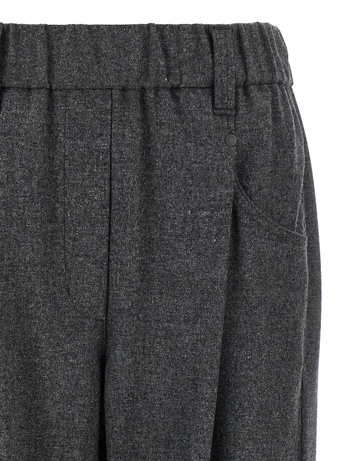 Gray Virgin Wool Casual Pants