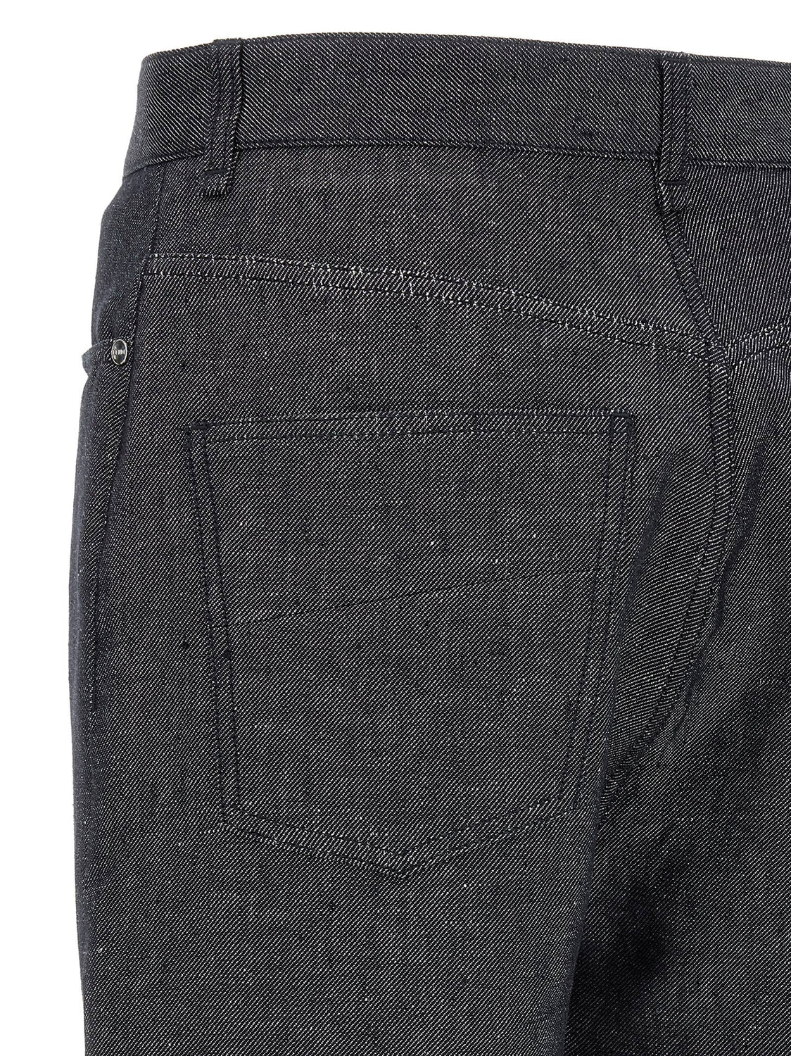 Gray Linen Straight-Leg Jeans