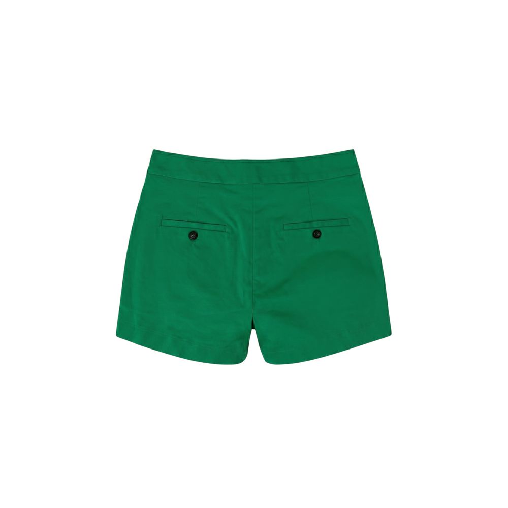 Green Cotton Womens Shorts