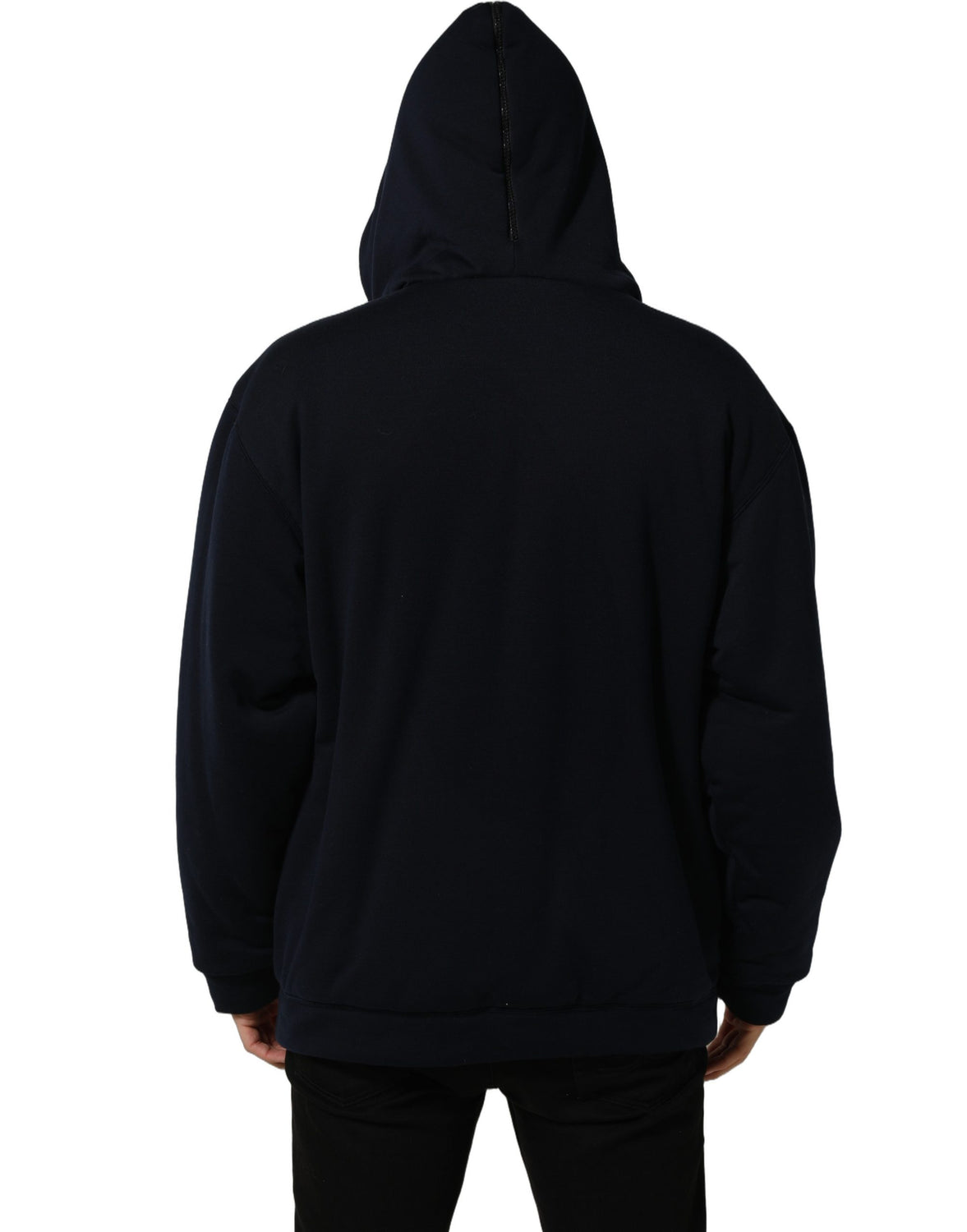 Black Cotton Full Zip Hooded Bomber Jacket