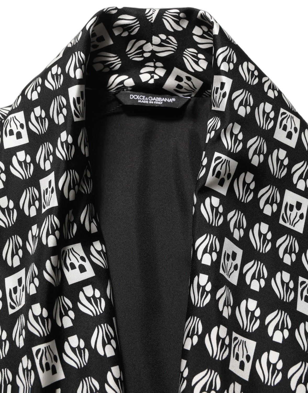 Black White Silk Men Wrap Robe Coat Jacket
