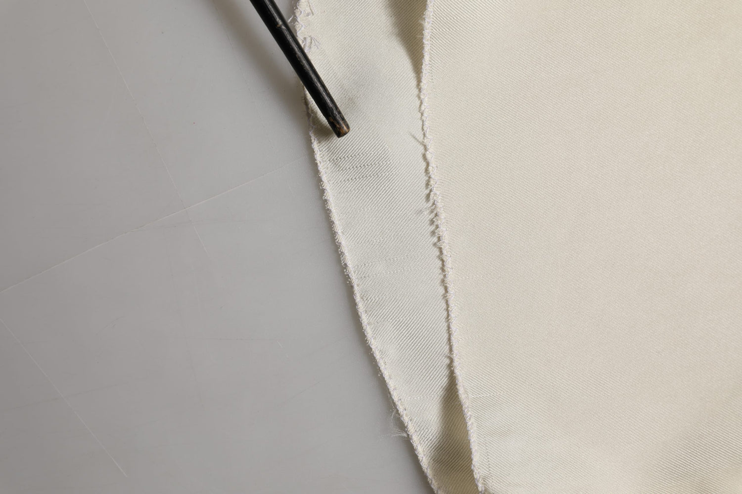 Off White Silk Straight Wide Leg Trouser Pants