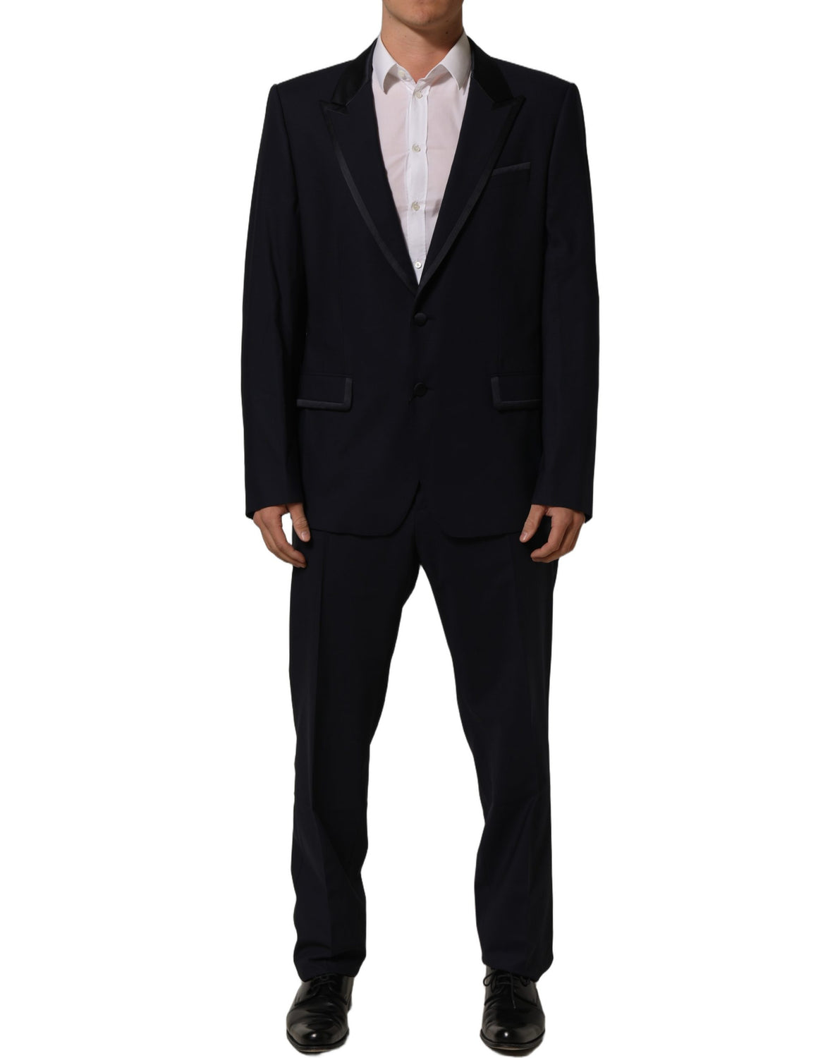 Dark Blue Single Breasted 2 Piece Men Suit