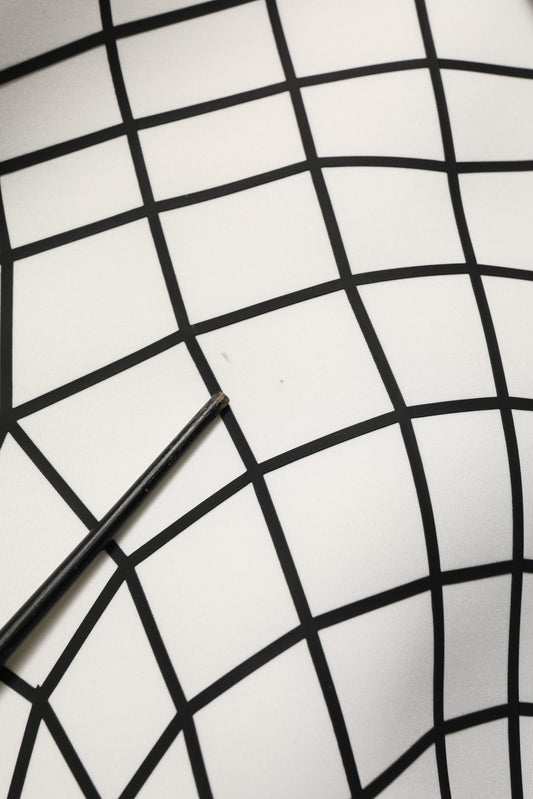 White Black WarpGrid Pattern Hoodie Sweater