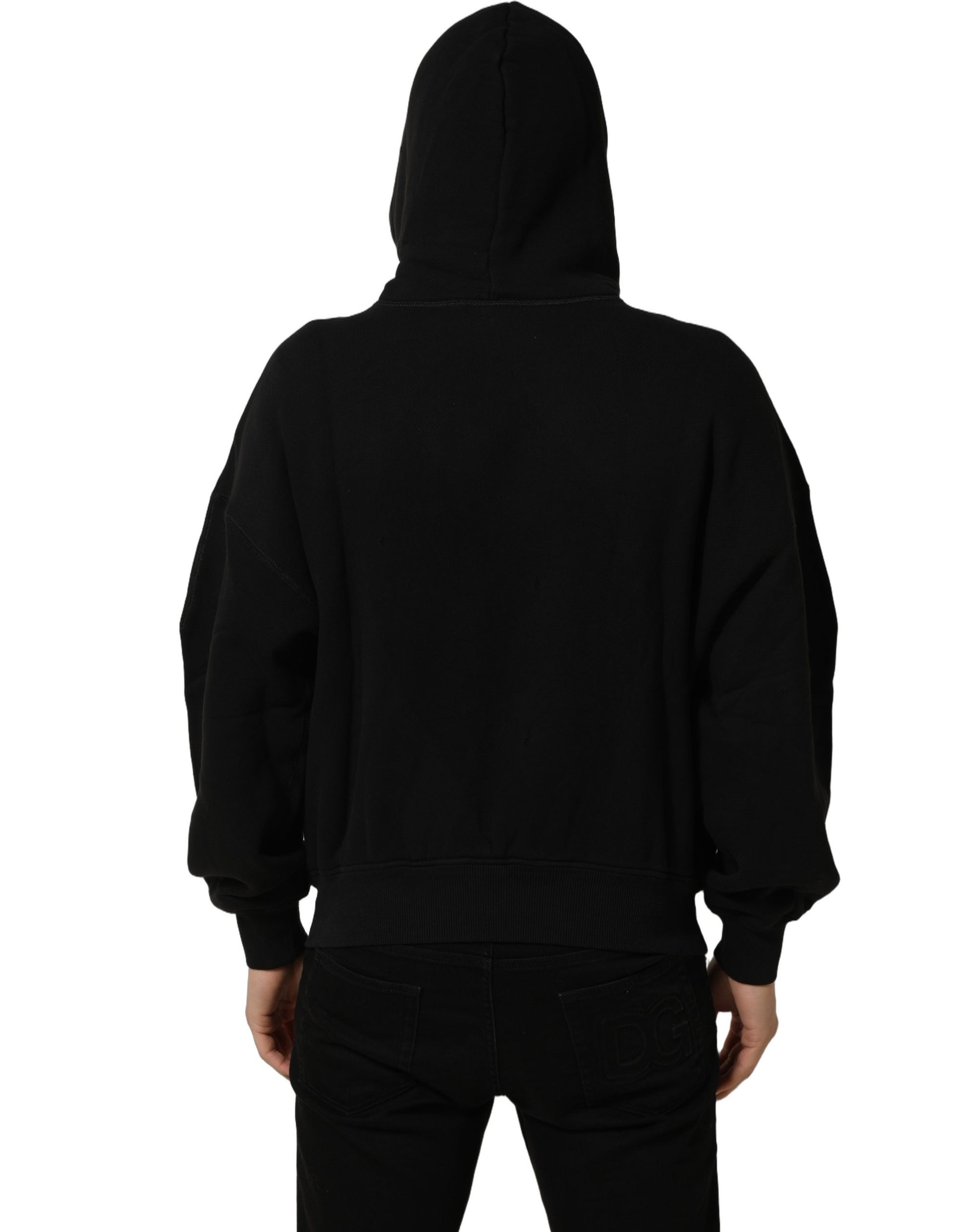 Black Cotton Milano1984 Print Hoodie Sweater