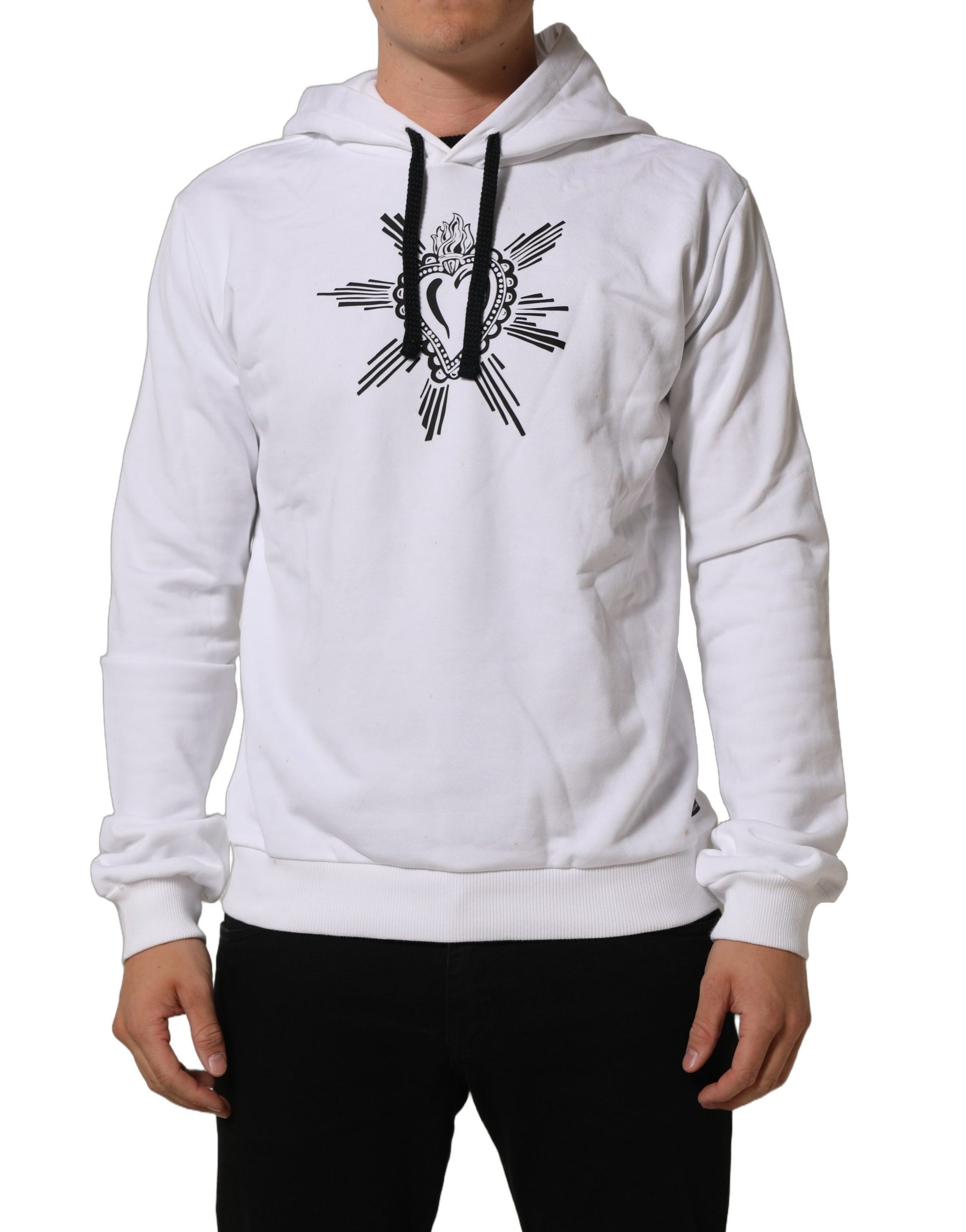 White Sacred Heart Hooded Sweatshirt Sweater