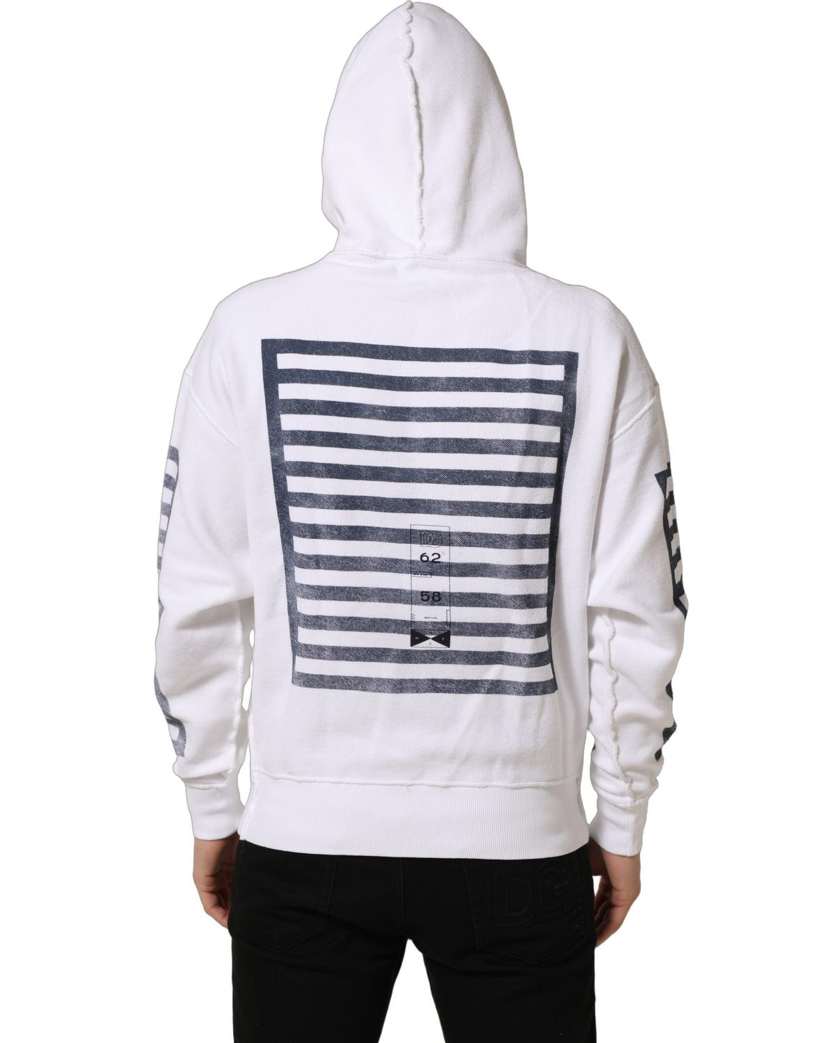 White Blue Stripe Hooded Sweatshirt Sweater
