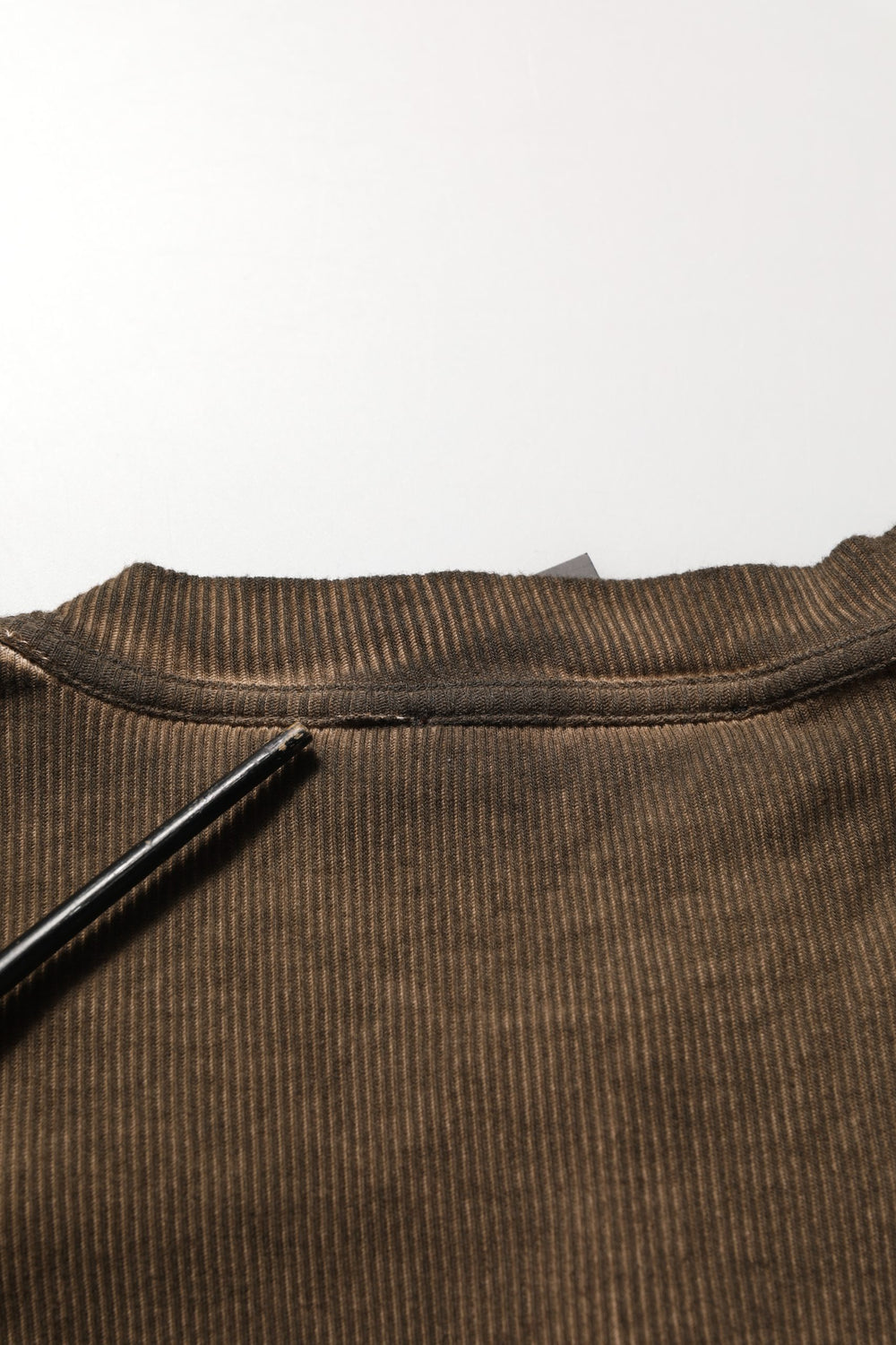 Brown Cotton Buttoned Henley Pullover Sweater