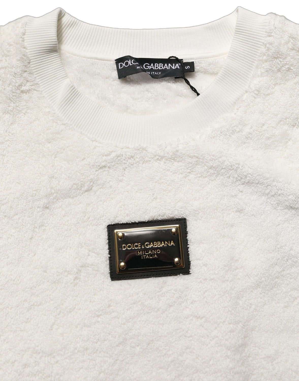 White LogoPlaque CrewNeck Sweatshirt Sweater