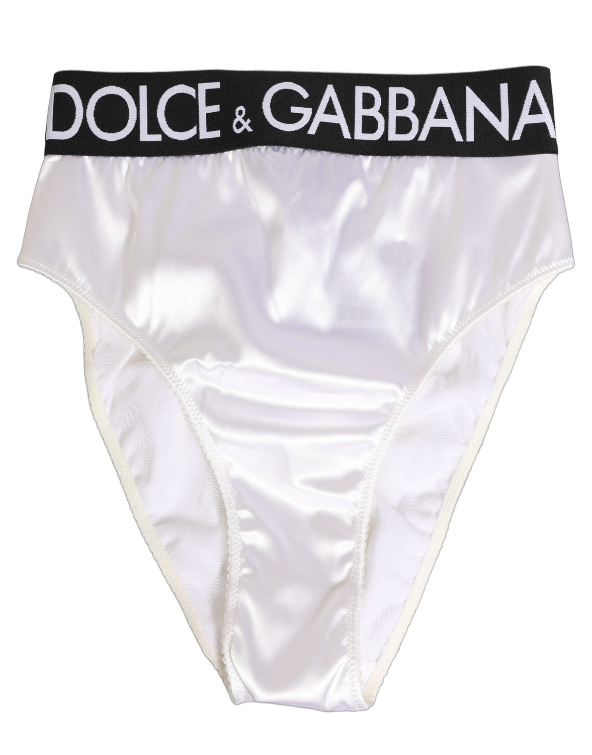 White Satin High-Waist Brief Logo Women Underwear