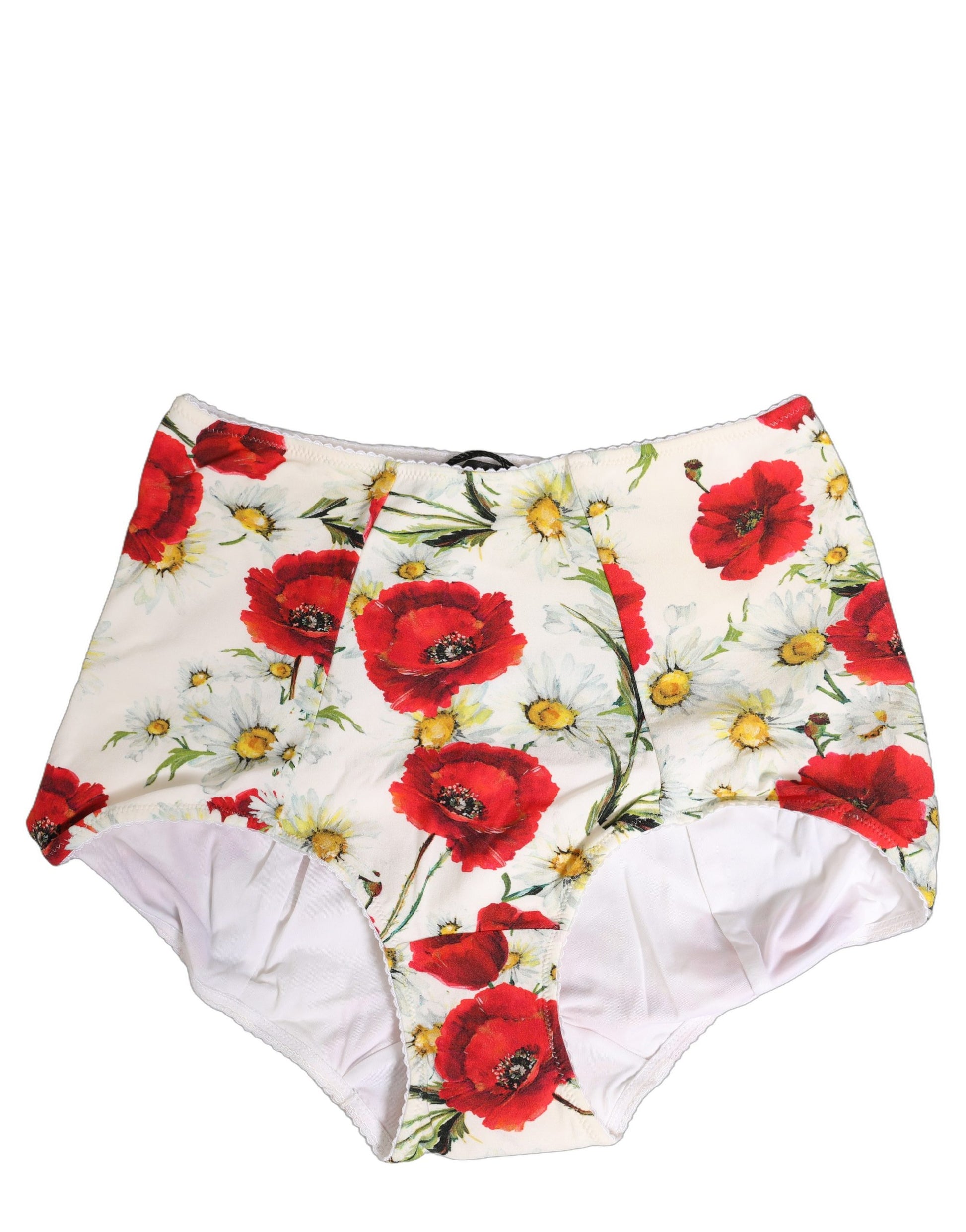 White Nylon Floral High Waisted Girdle Underwear