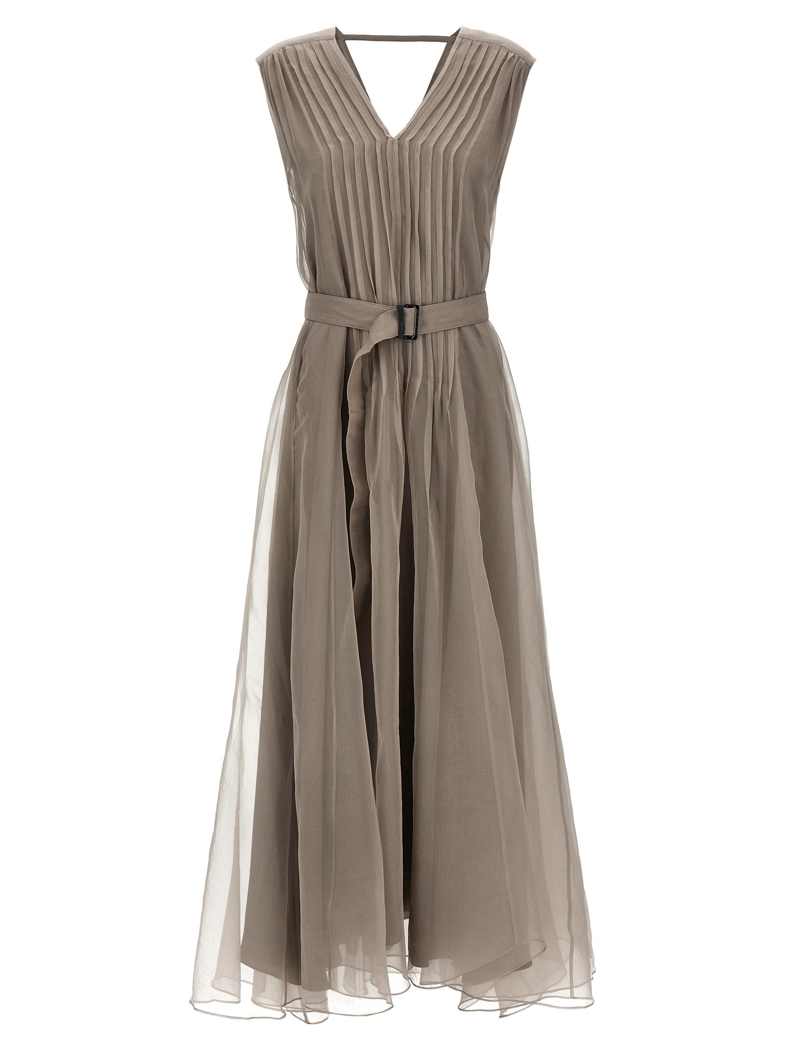 Beige Silk Long Dress
