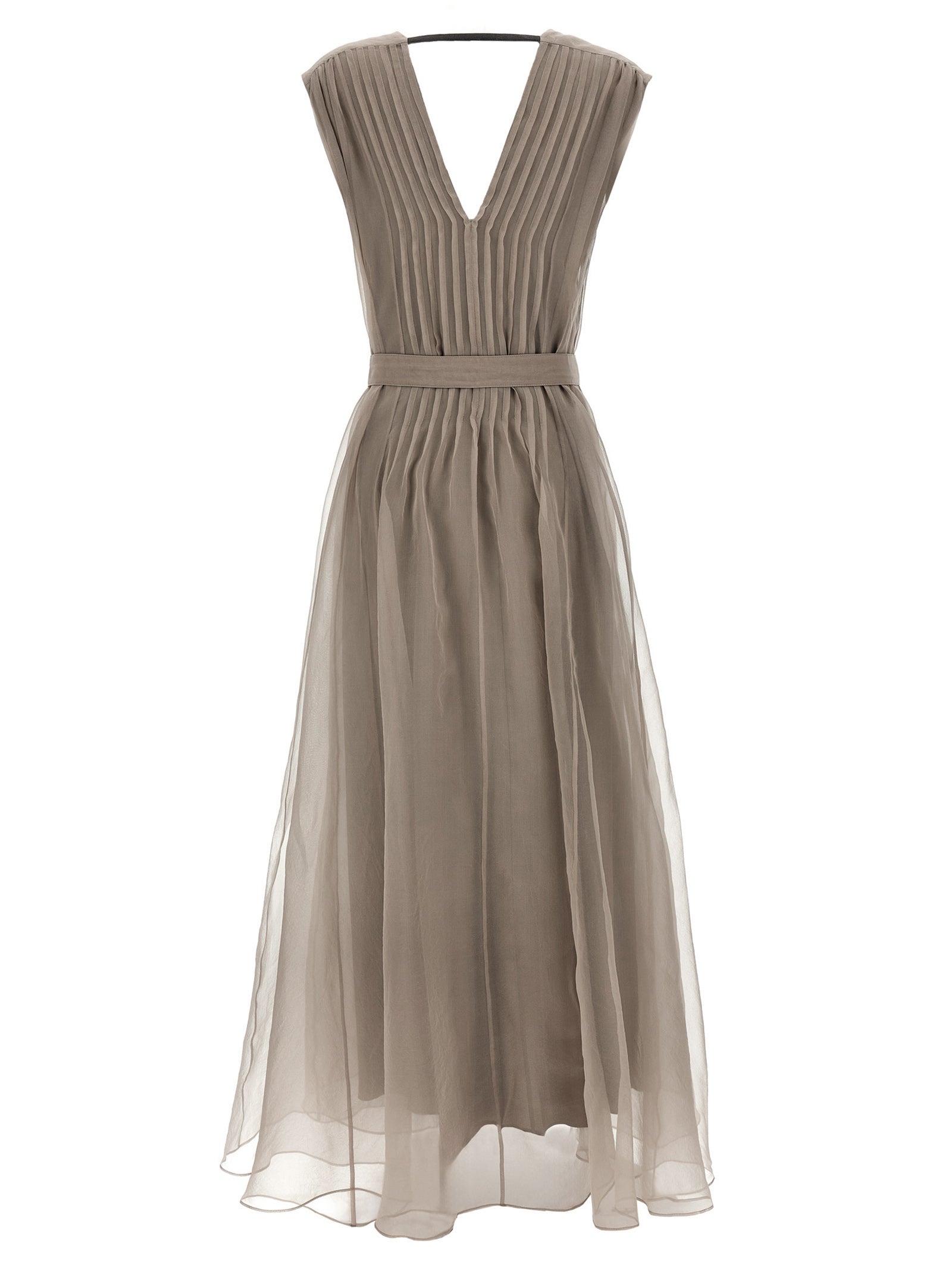 Beige Silk Long Dress