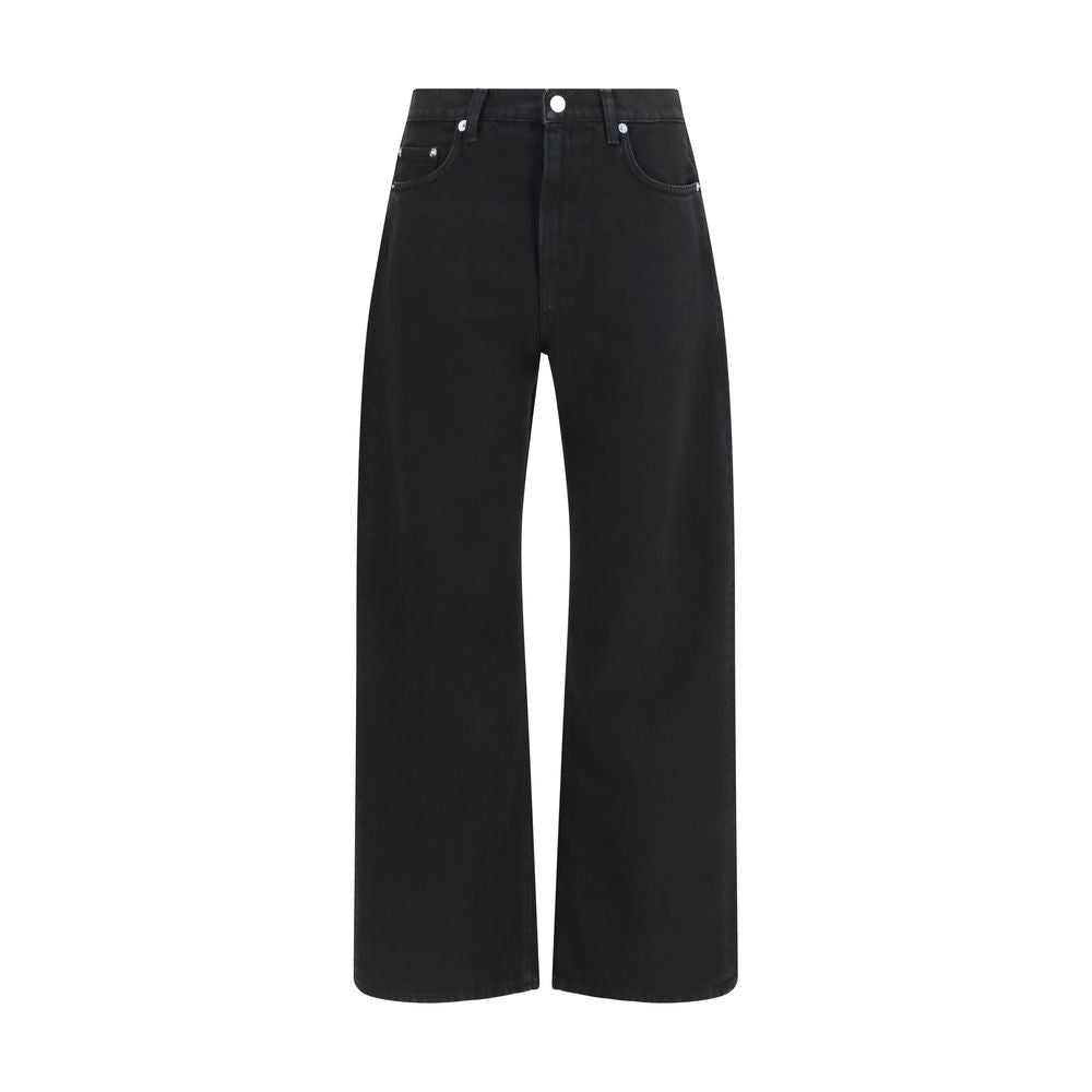 Black Cotton Straight-Leg Jeans