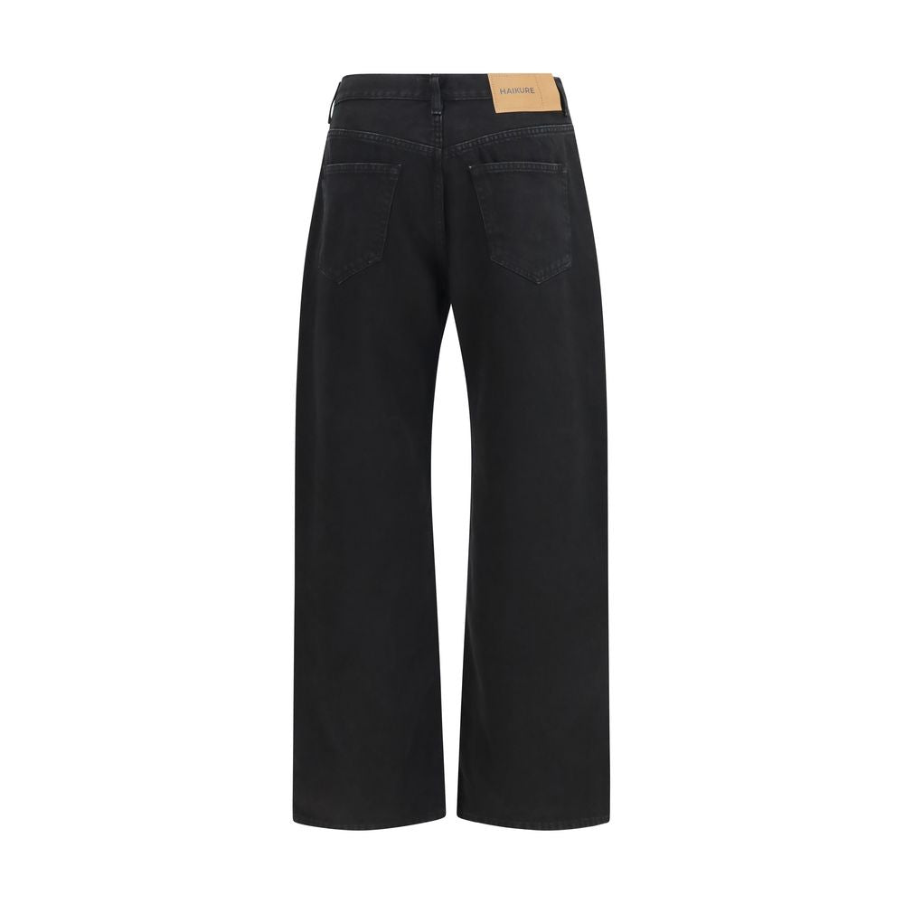 Black Cotton Straight-Leg Jeans