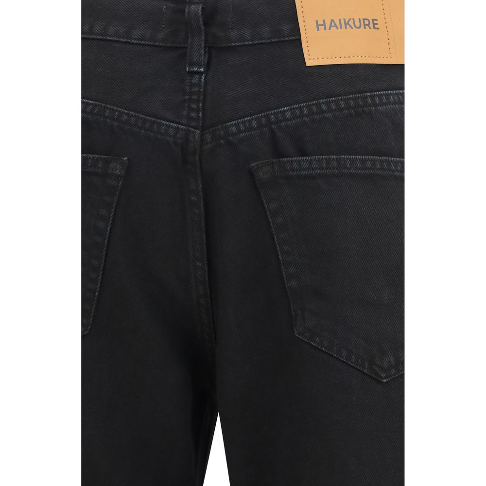 Black Cotton Straight-Leg Jeans