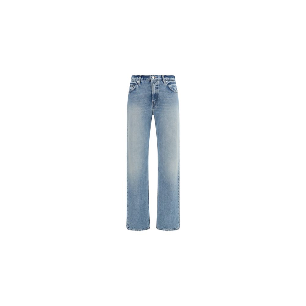 Blue Cotton Straight-Leg Jeans
