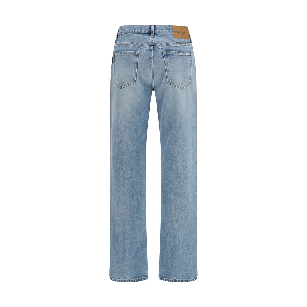 Blue Cotton Straight-Leg Jeans