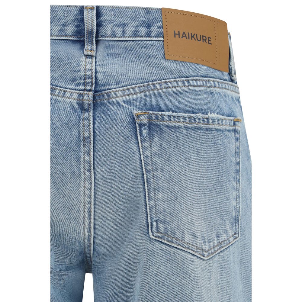 Blue Cotton Straight-Leg Jeans