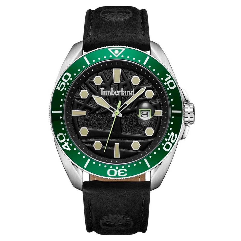 Black Leather Sport Watch