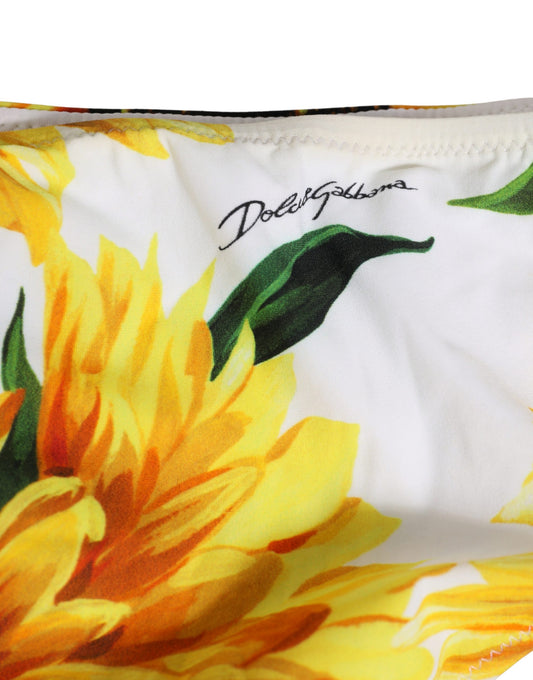 Yellow Nylon Sunflower Bikini Bottom Swimwear
