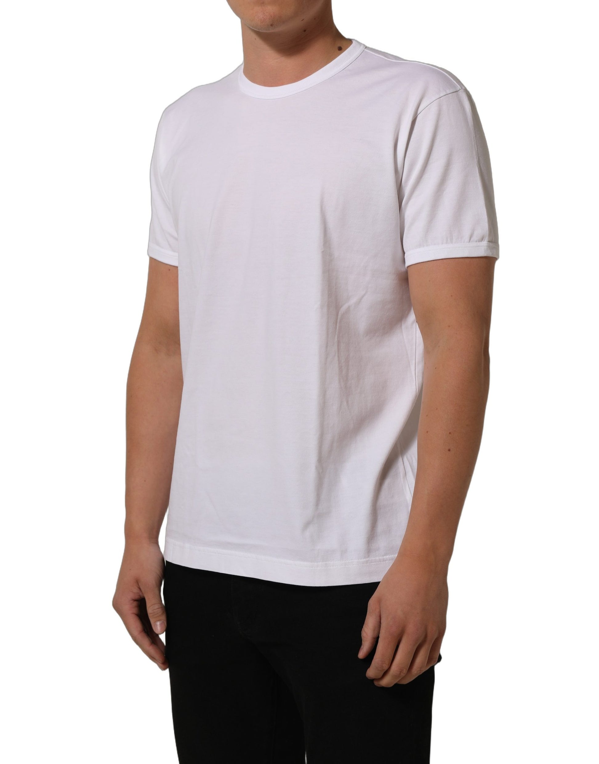 White Cotton Short Sleeves CrewNeck T-shirt