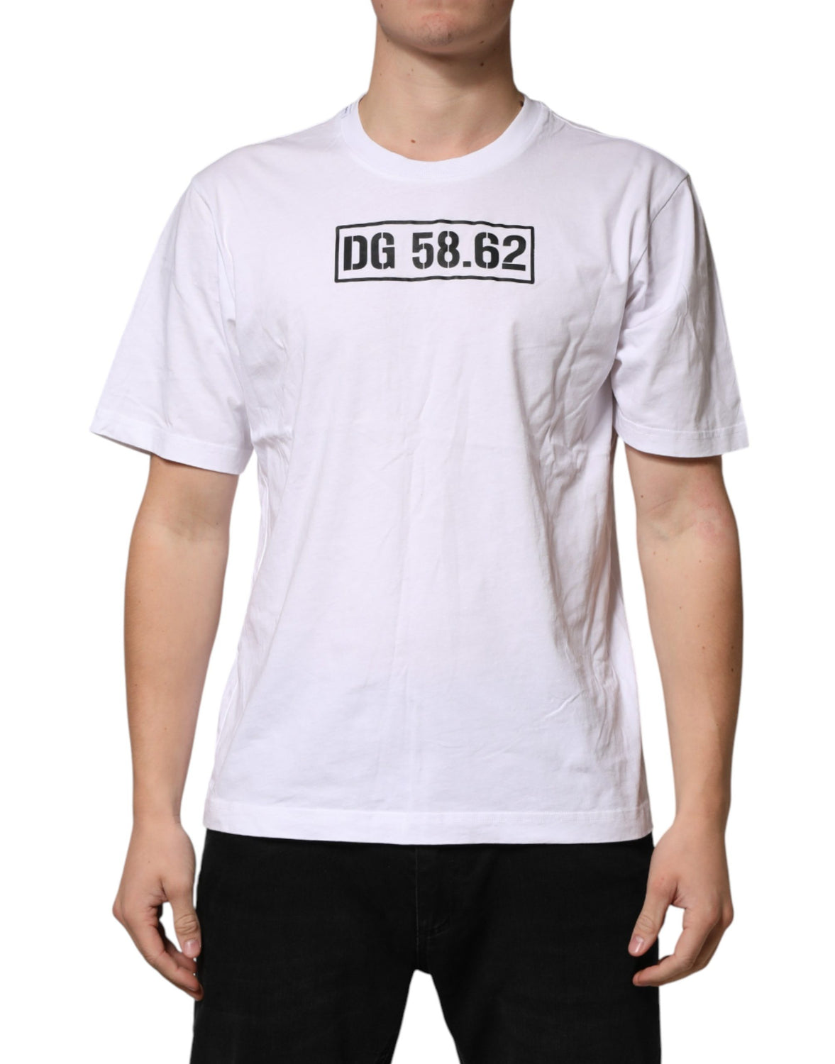 White Cotton Logo Print Crew Neck T-shirt