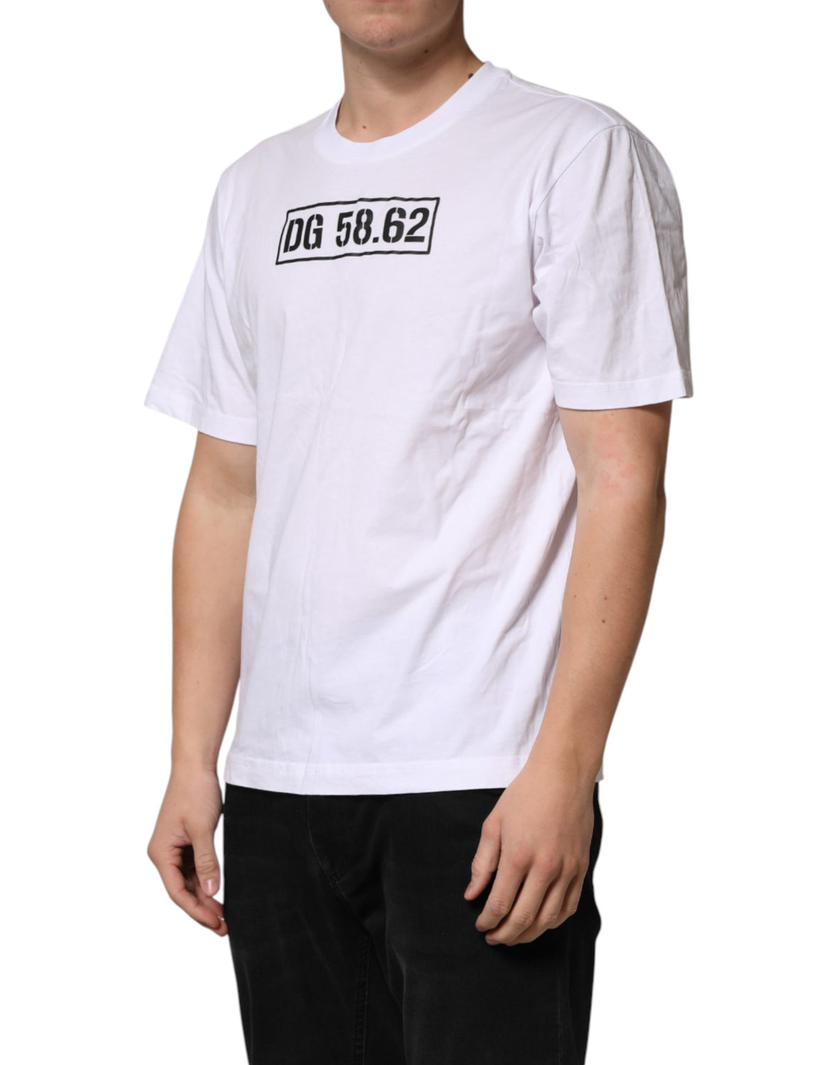 White Cotton Logo Print Crew Neck T-shirt