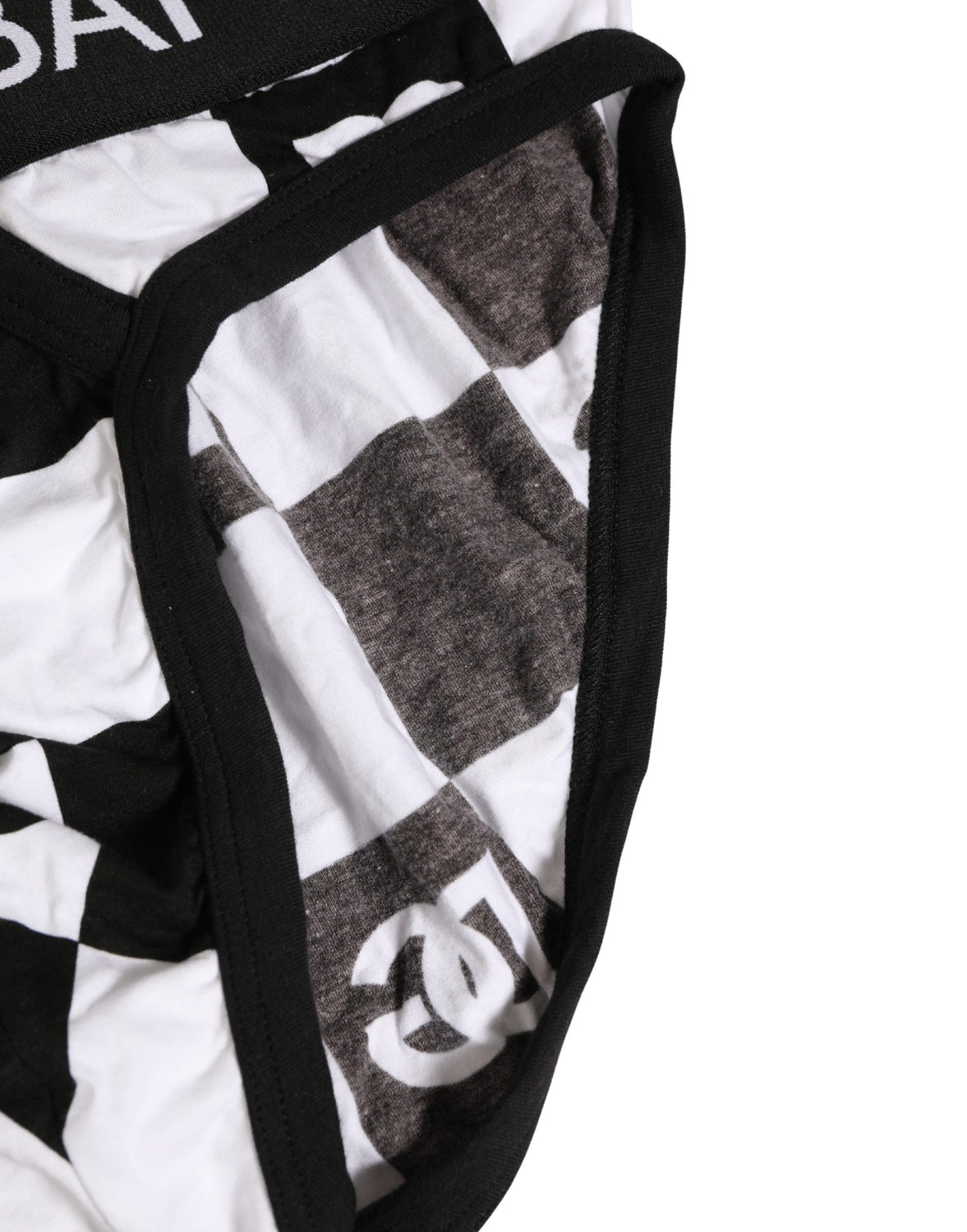 Black White Logo Checkered Midi Brief Underwear