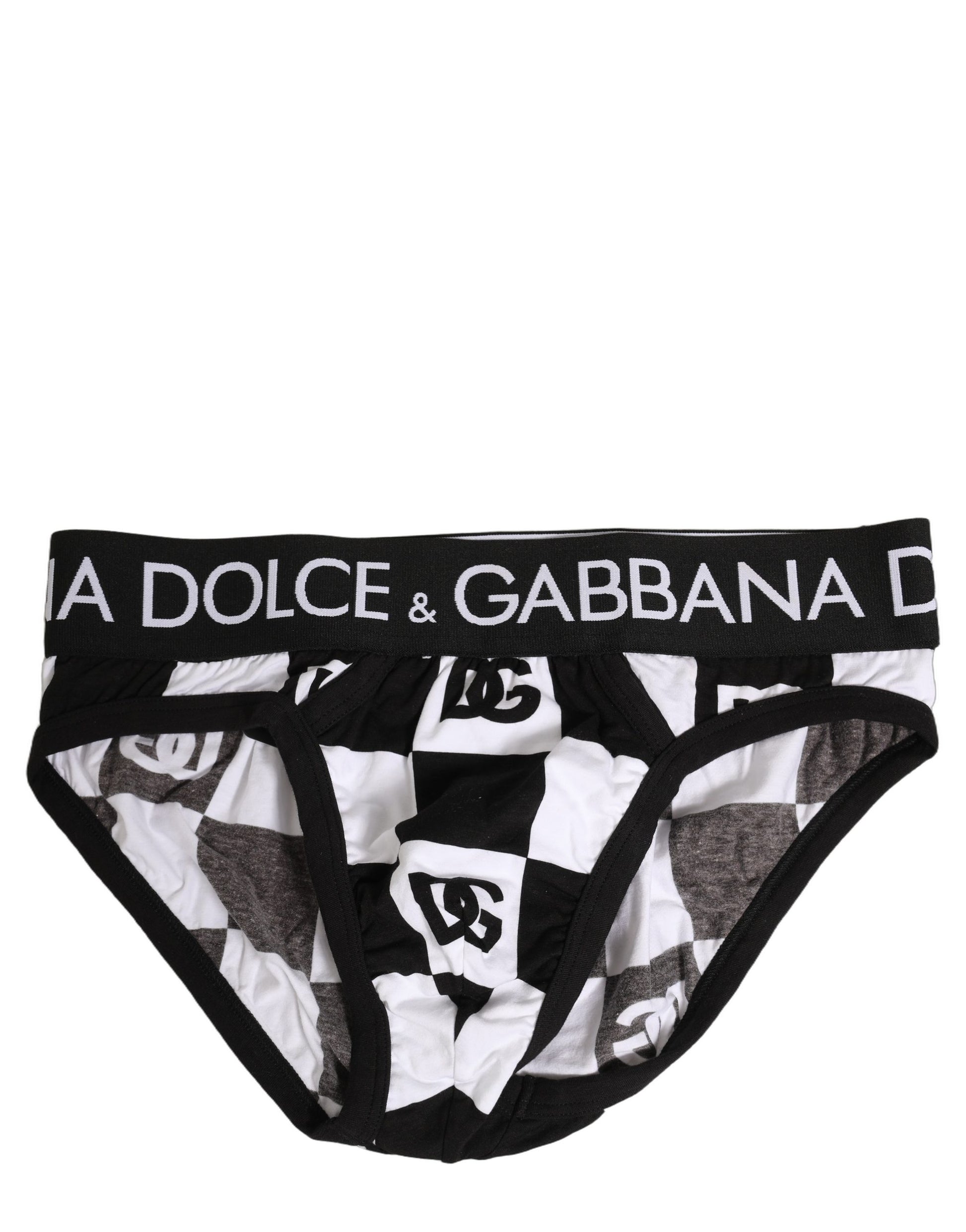 Black White Logo Checkered Midi Brief Underwear