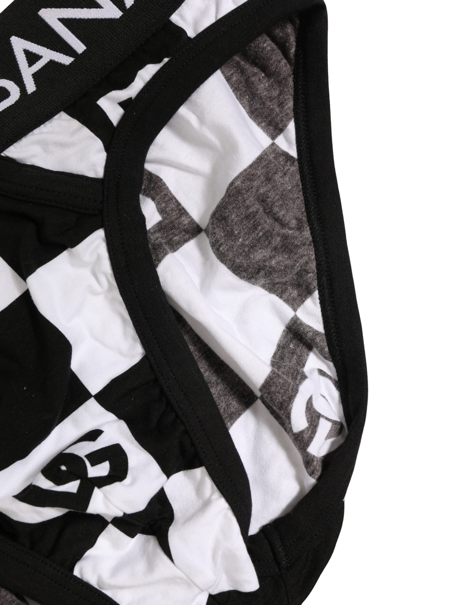 Black White Logo Checkered Midi Brief Underwear