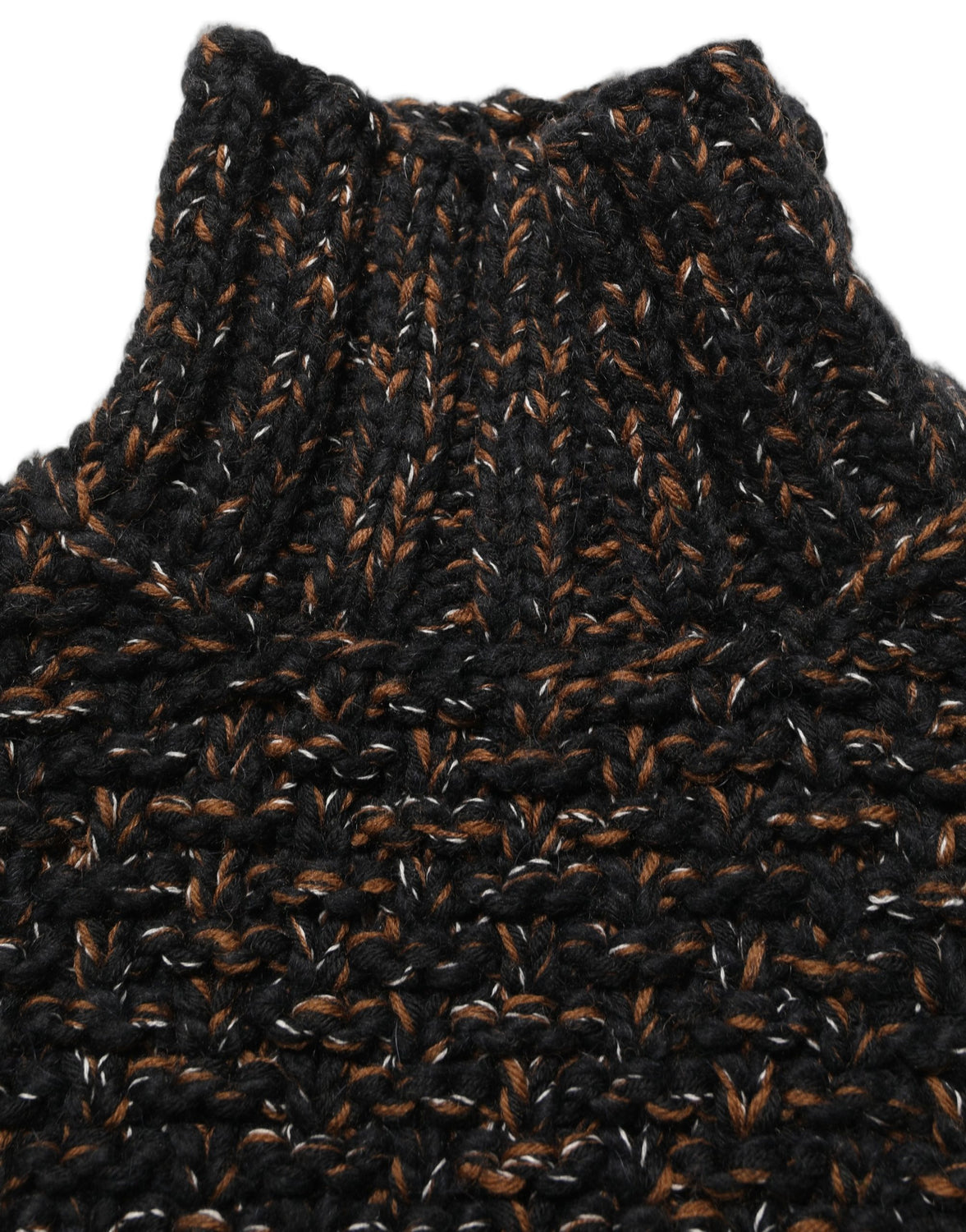 Brown Wool Knit Turtleneck Pullover Sweater