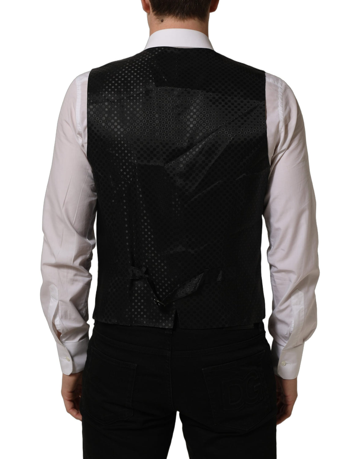 Black Wool Stretch Waistcoat Formal Dress Vest