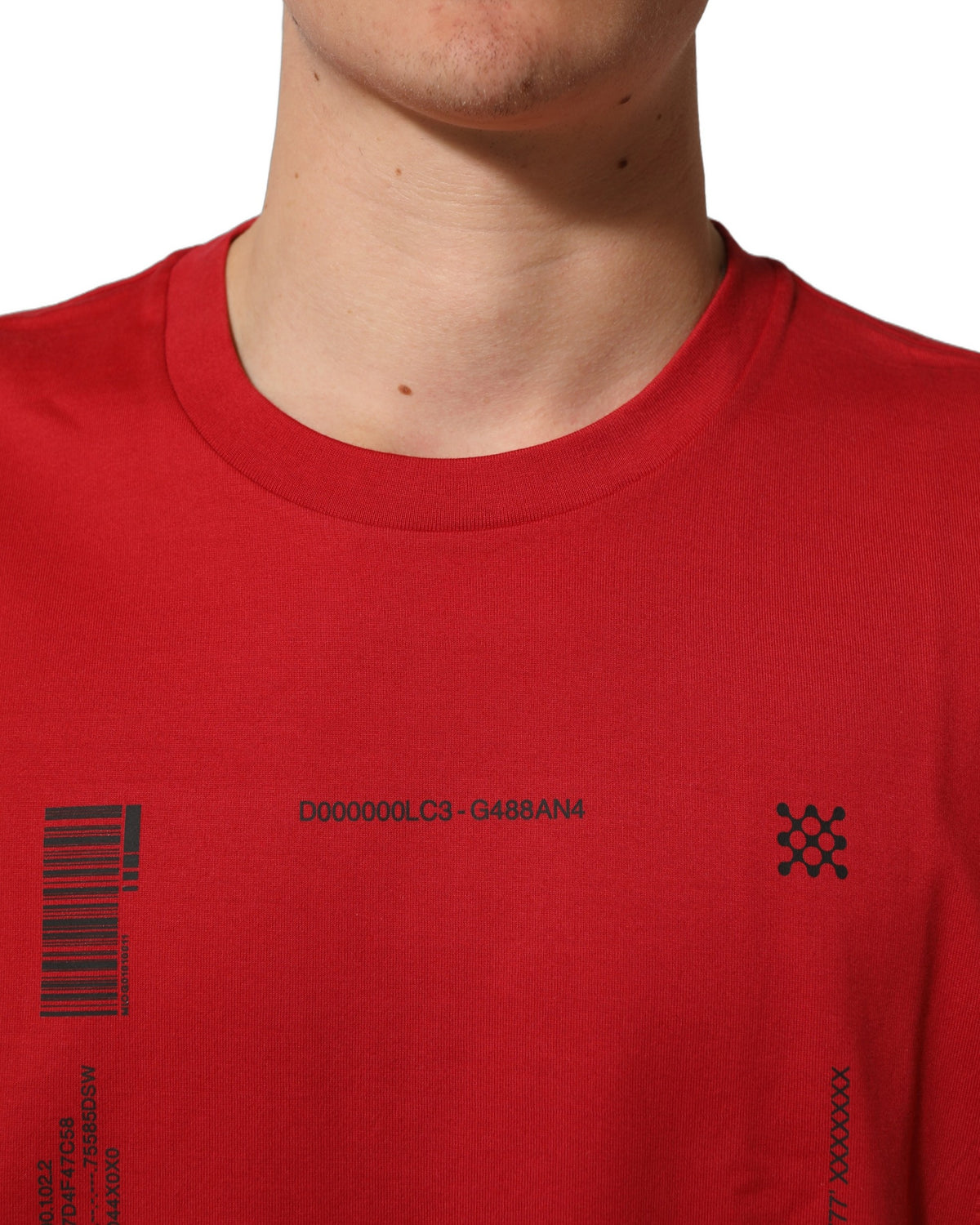 Red Cotton Graphic Print Crew Neck T-shirt