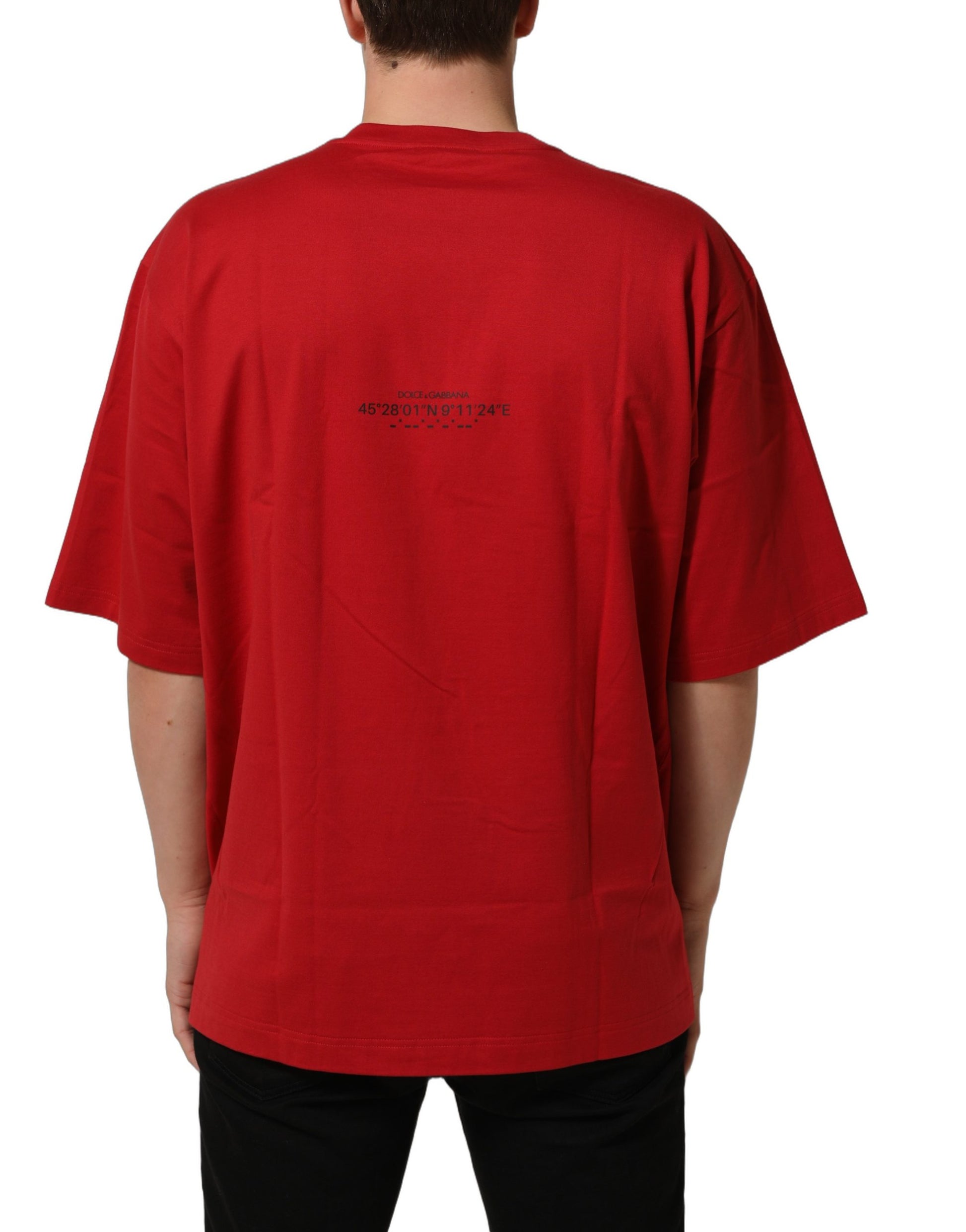 Red Cotton Graphic Print Crew Neck T-shirt