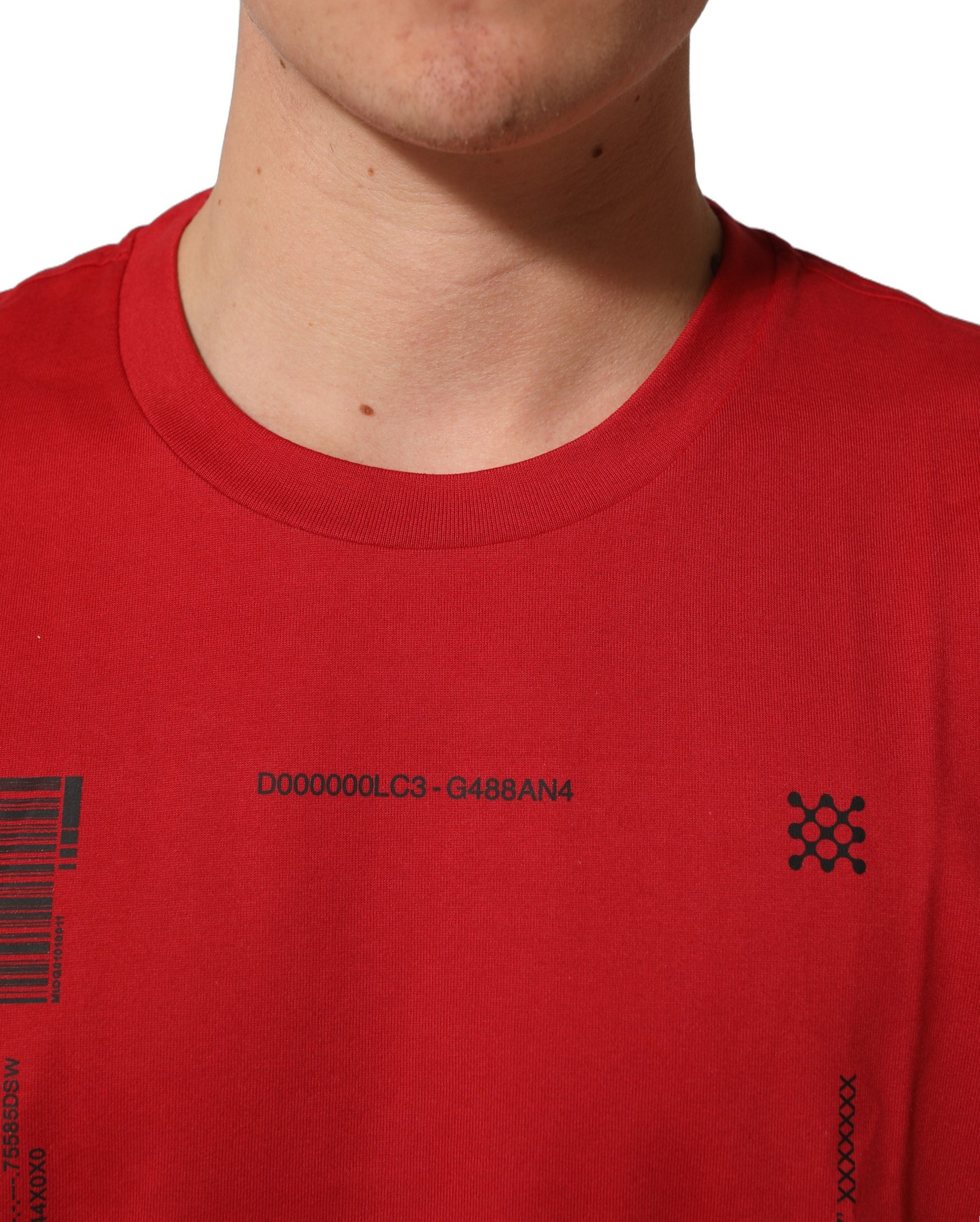 Red Cotton Graphic Print Crew Neck T-shirt