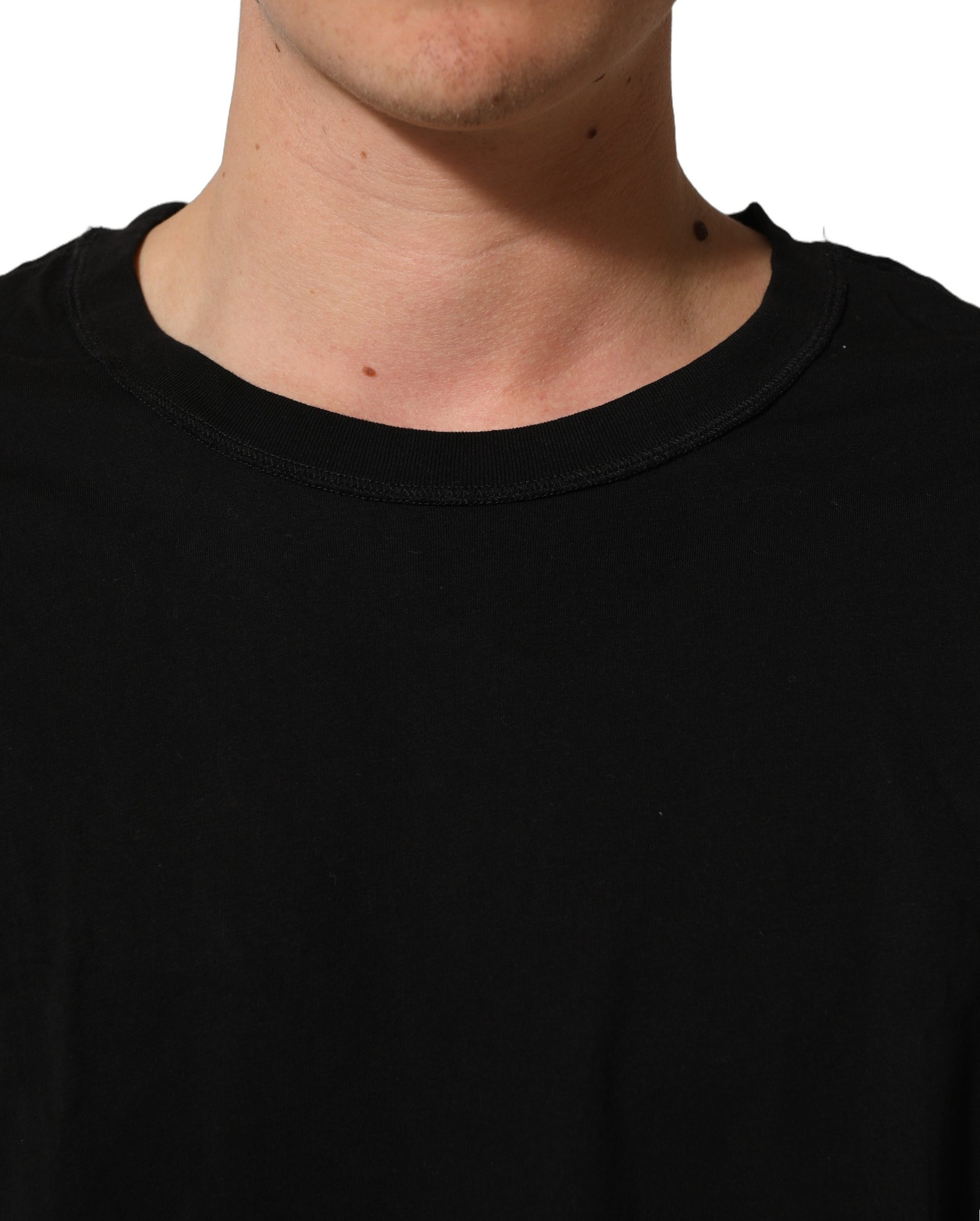 Black Cotton Short Sleeves CrewNeck T-shirt