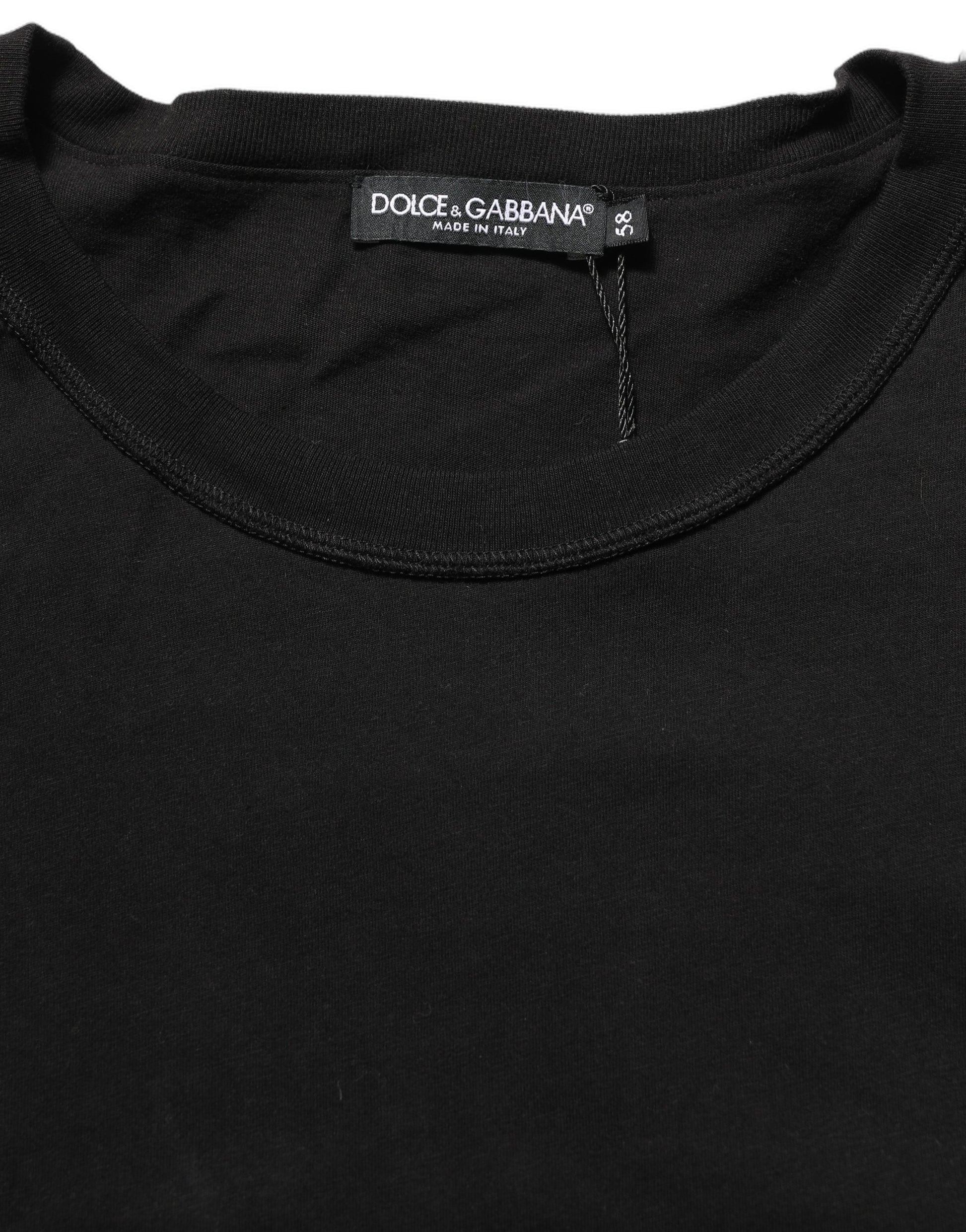 Black Cotton Short Sleeves CrewNeck T-shirt