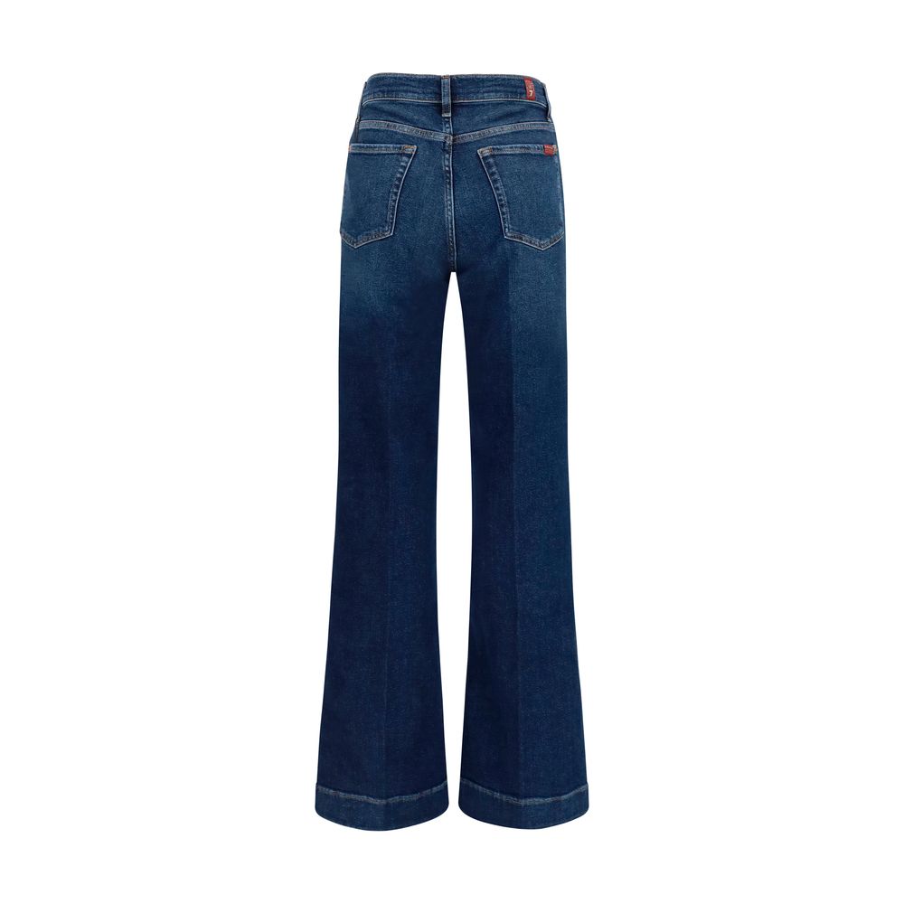 Blue Cotton Flared Jeans