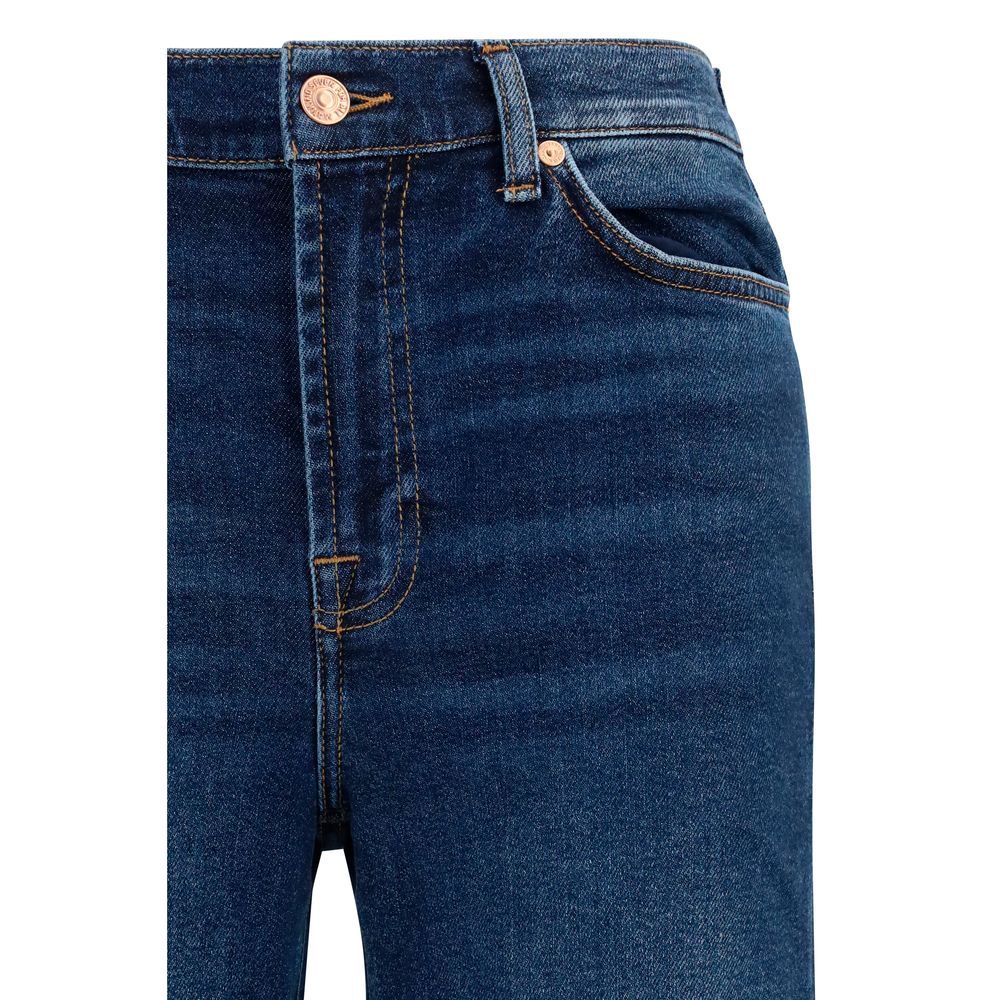 Blue Cotton Flared Jeans