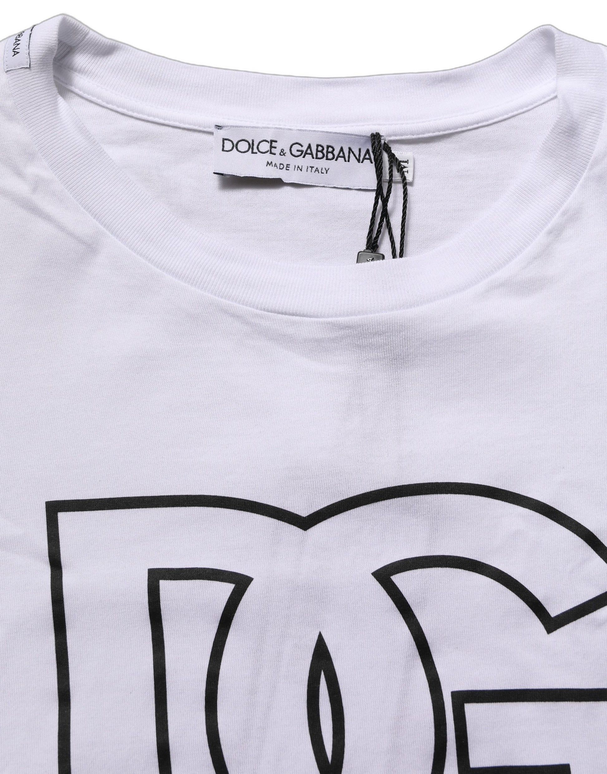 White DG Logo Print Short Sleeves Men T-shirt