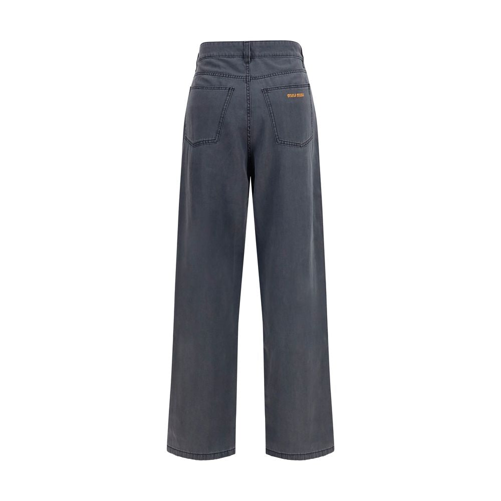 Black Cotton Straight-Leg Jeans