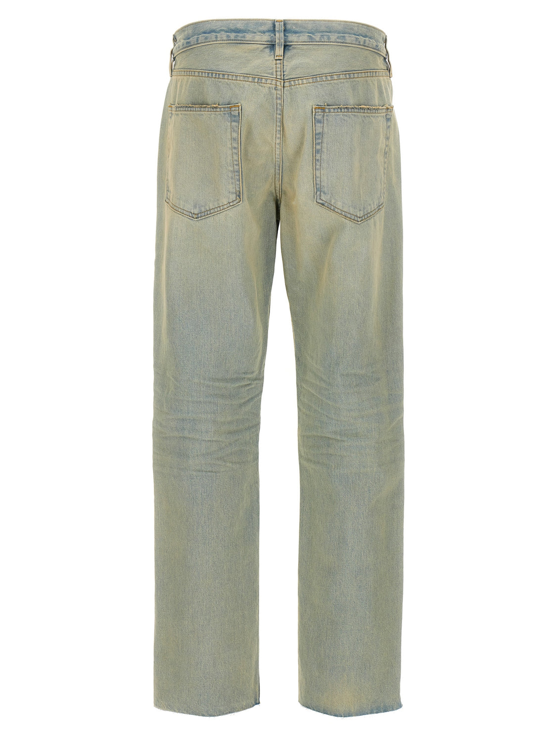 Blue Cotton Straight-Leg Jeans