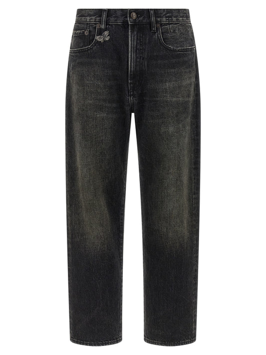 Black Cotton Straight-Leg Jeans