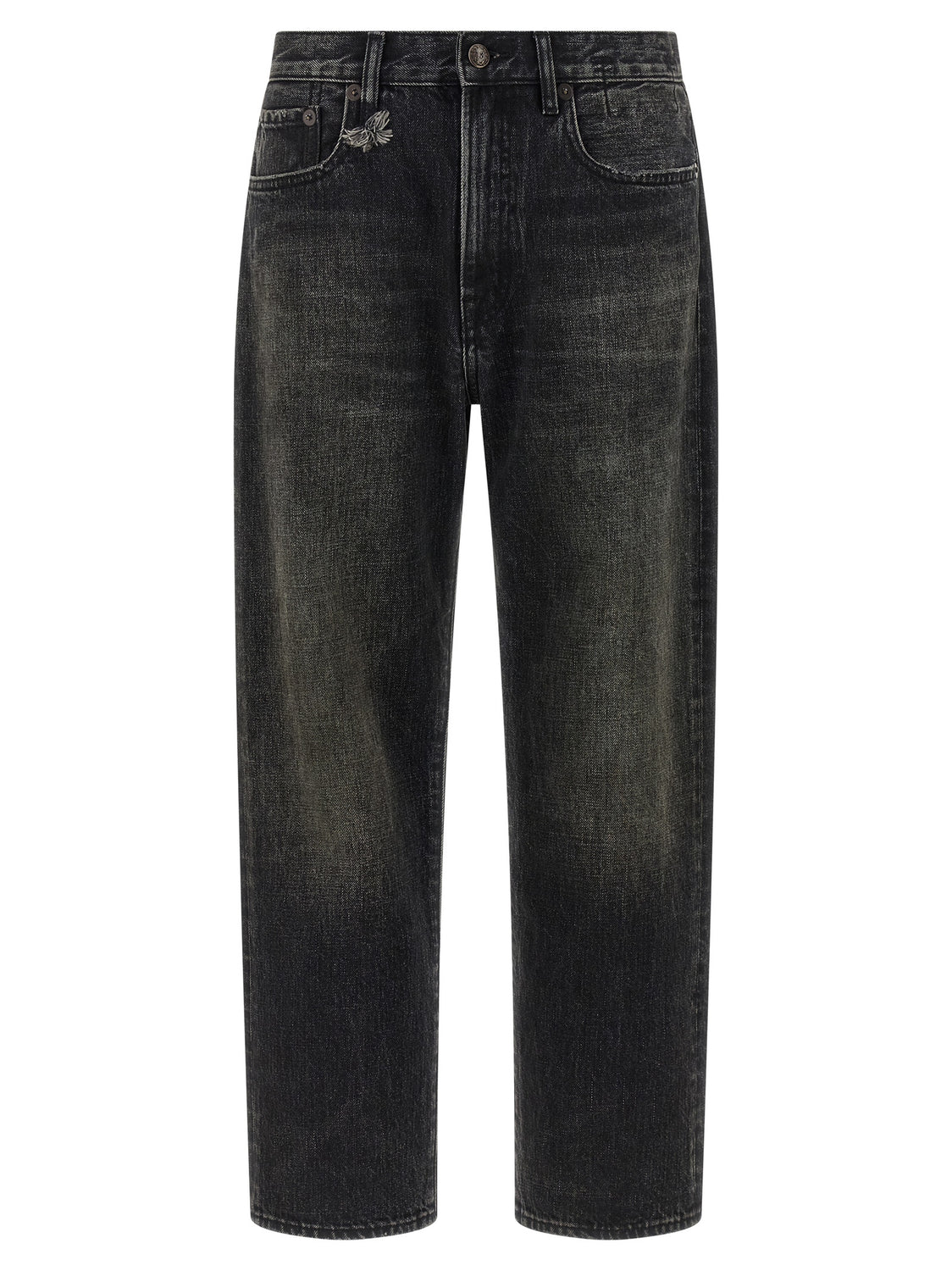 Black Cotton Straight-Leg Jeans