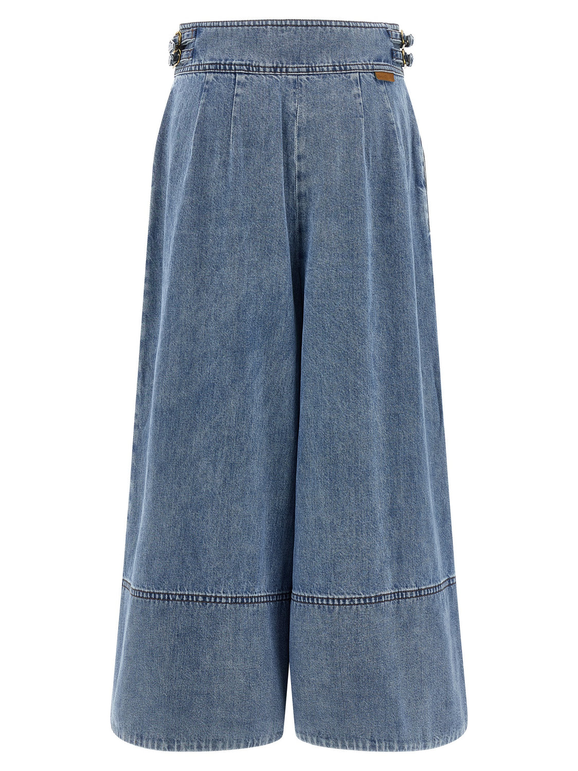 Blue Cotton Cropped Jeans