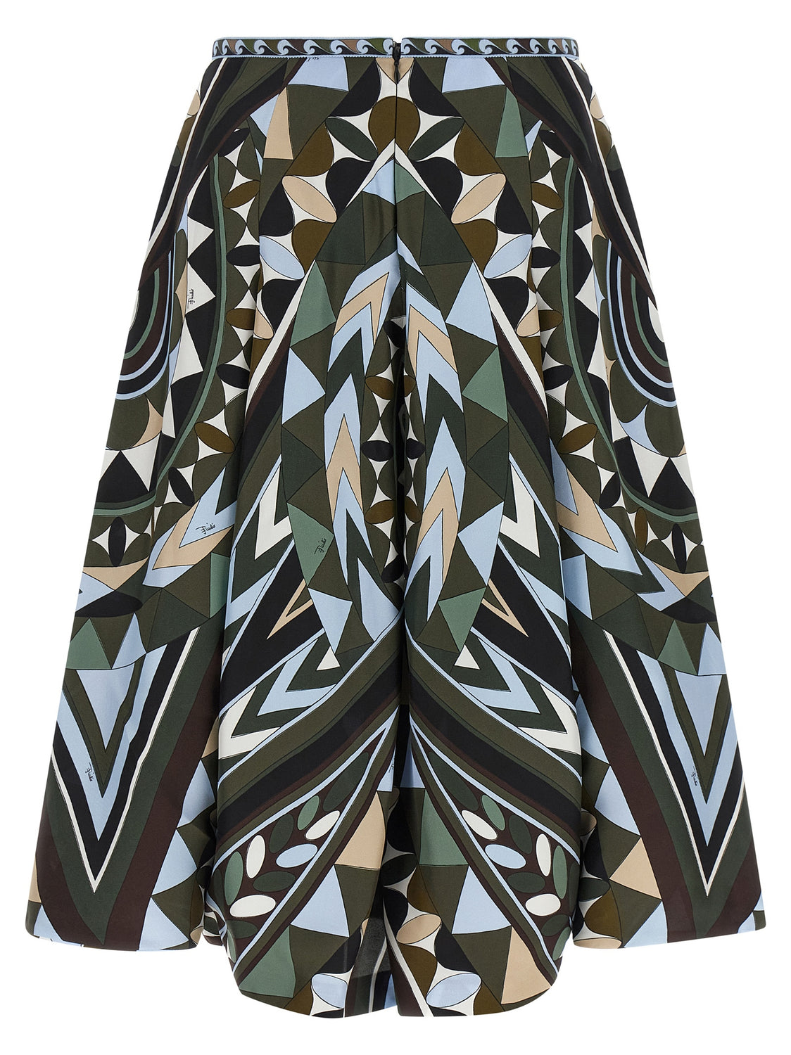 Multicolor Silk Midi Skirt